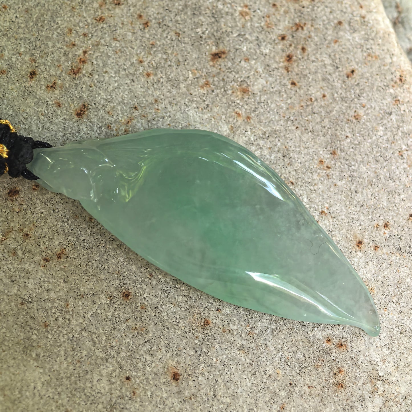 Natural Grade-A Icy Glutinous Light Green Leaf Jadeite Pendant · Burmese Jade