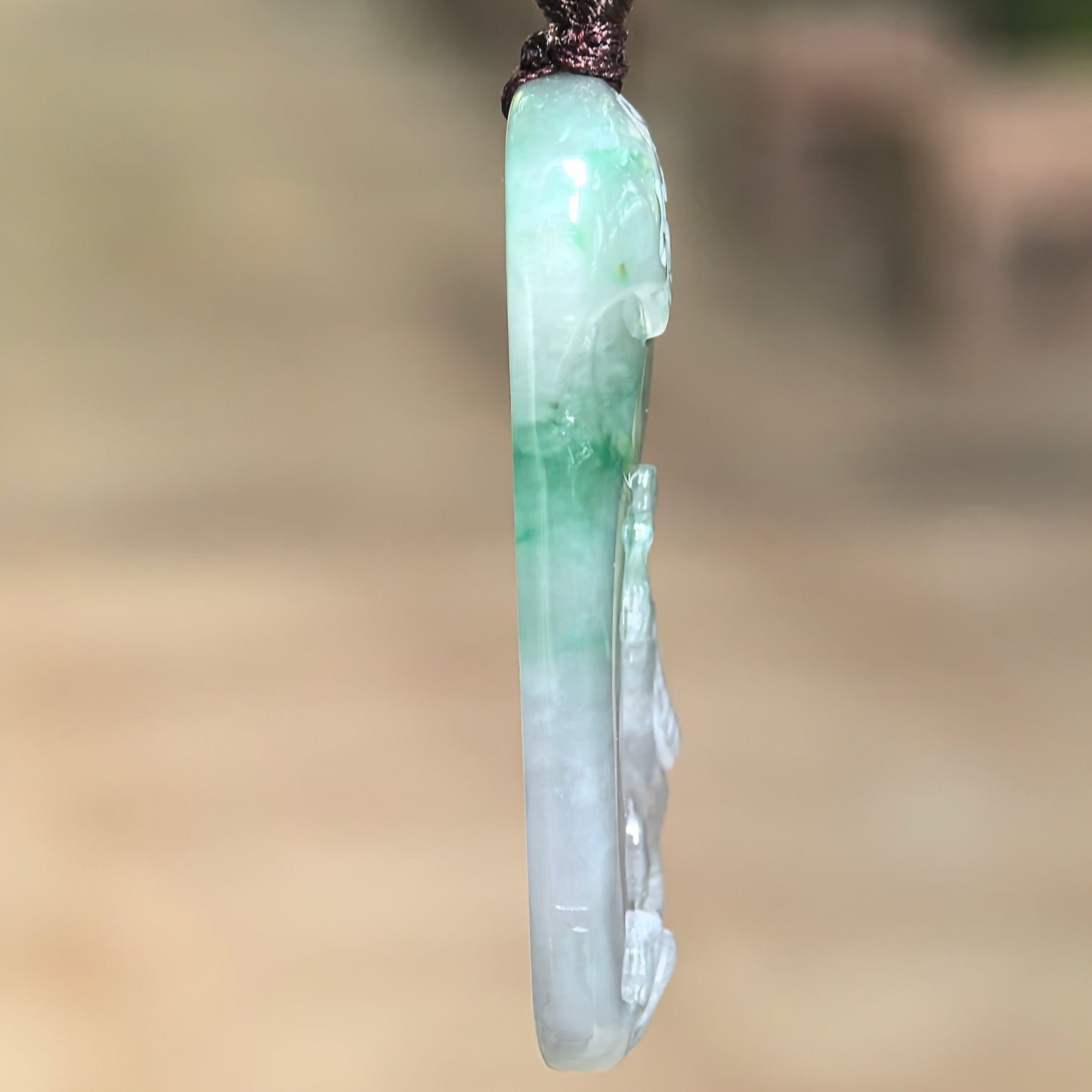 Natural Grade-A Glutinous White-and-Green Rooster Jadeite Pendant · Burmese Jade