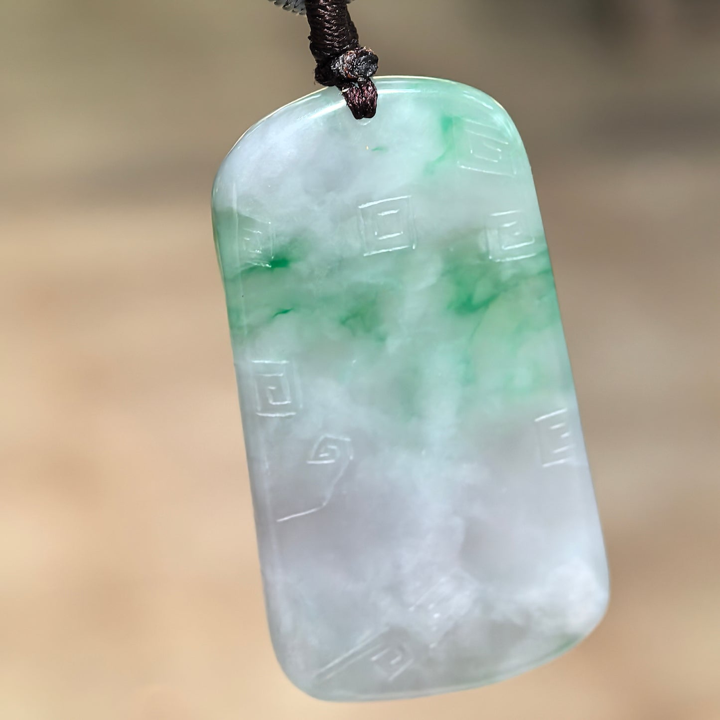 Natural Grade-A Glutinous White-and-Green Rooster Jadeite Pendant · Burmese Jade