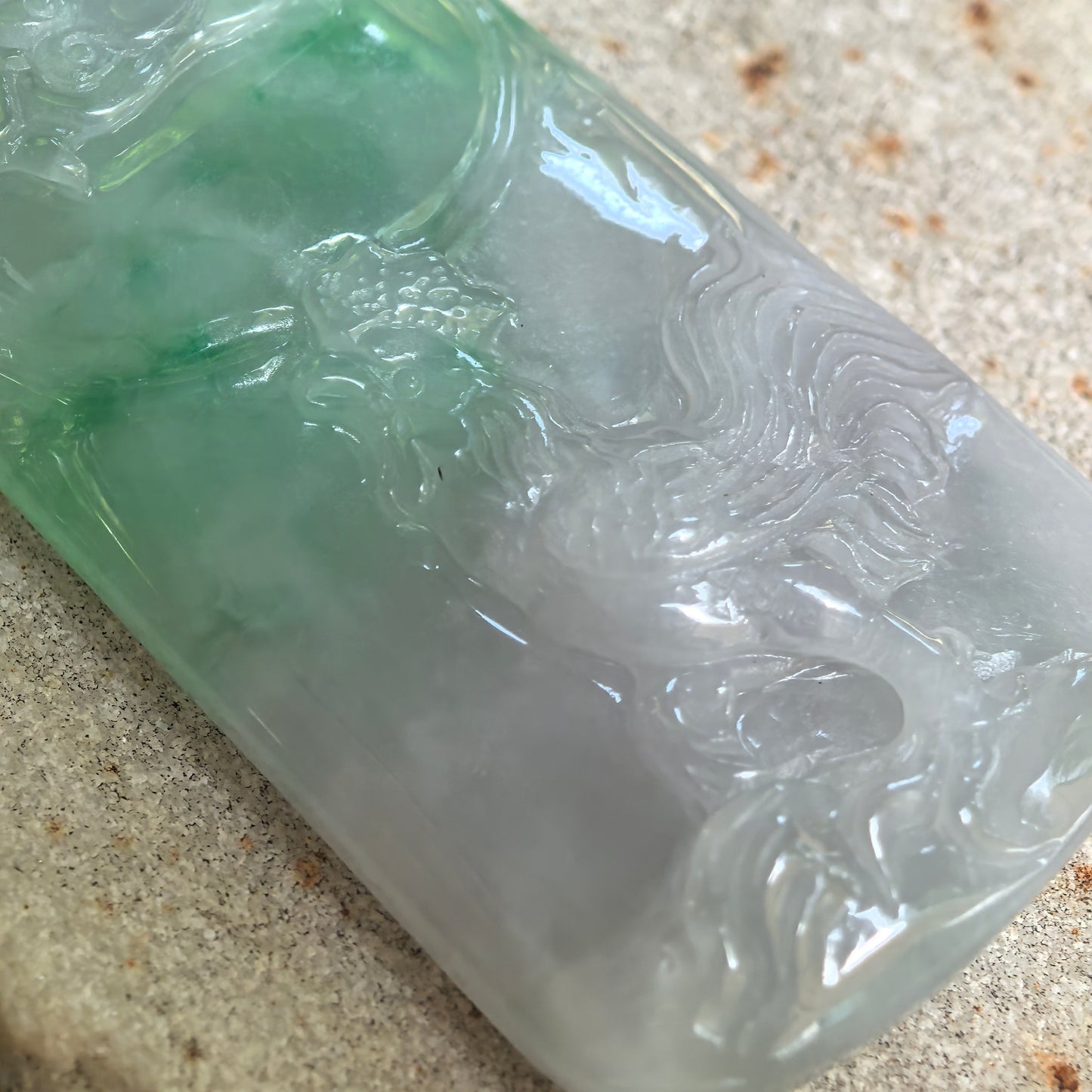 Natural Grade-A Glutinous White-and-Green Rooster Jadeite Pendant · Burmese Jade