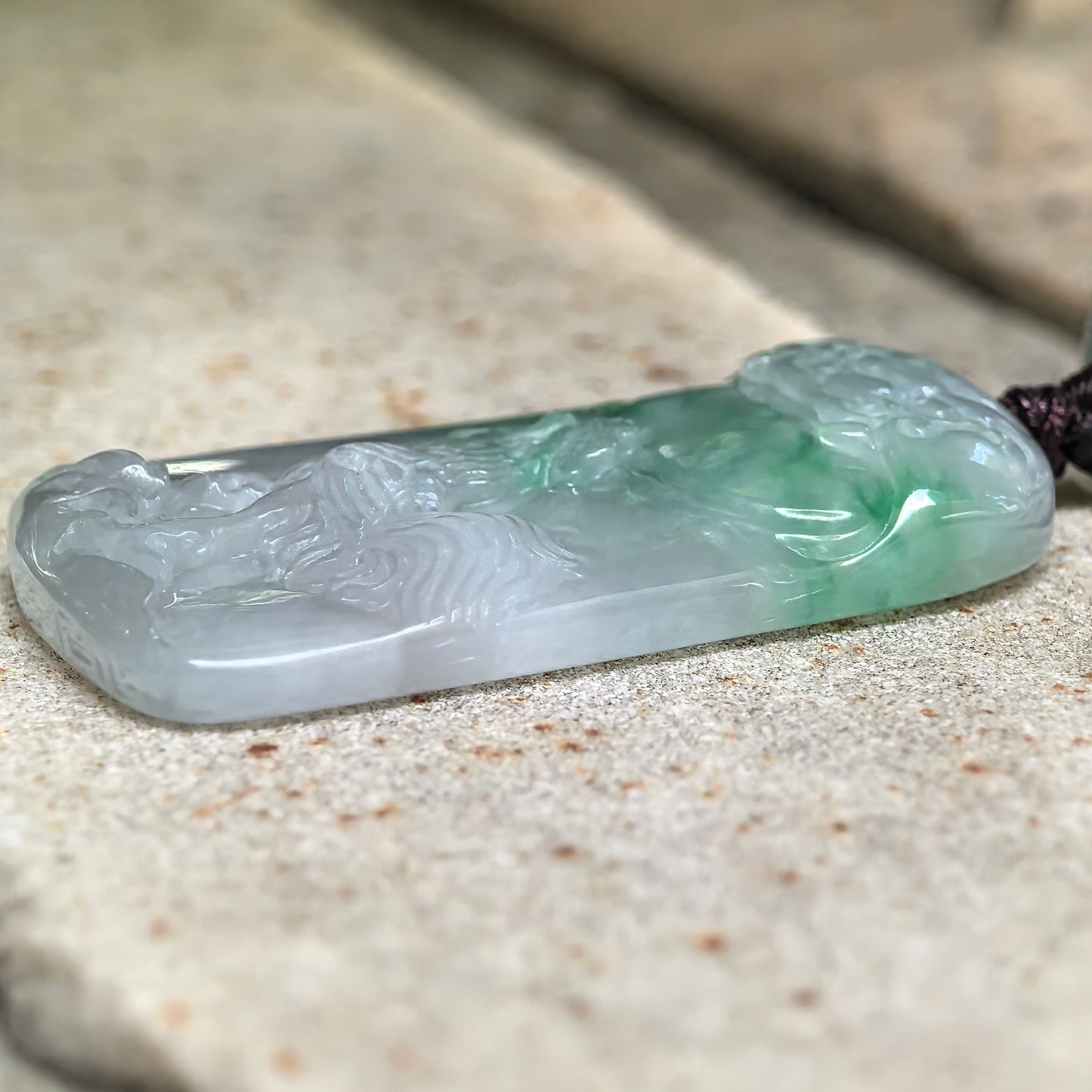 Natural Grade-A Glutinous White-and-Green Rooster Jadeite Pendant · Burmese Jade