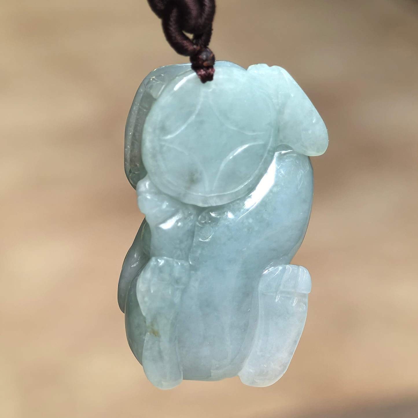 Natural Grade-A Glutinous Blue-Green Pixiu Jadeite Pendant · Burmese Jade