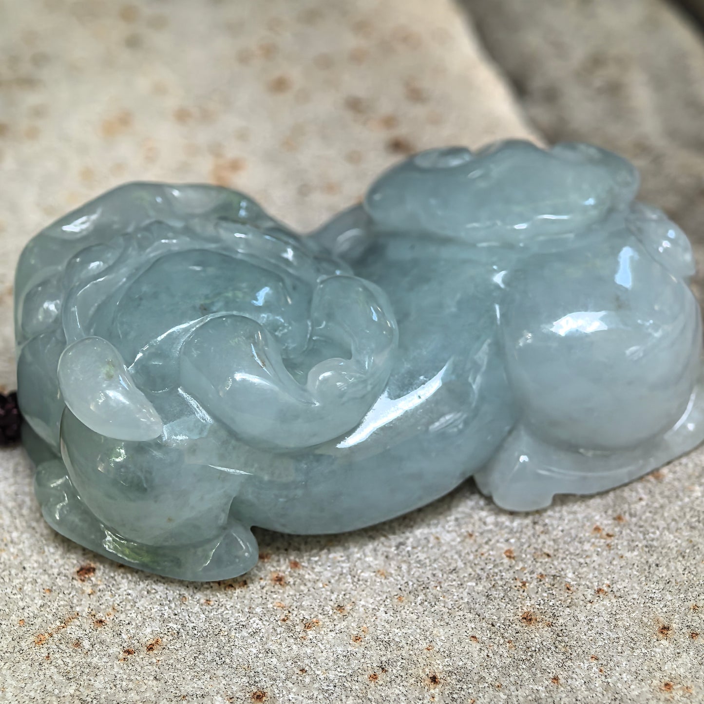 Natural Grade-A Glutinous Blue-Green Pixiu Jadeite Pendant · Burmese Jade