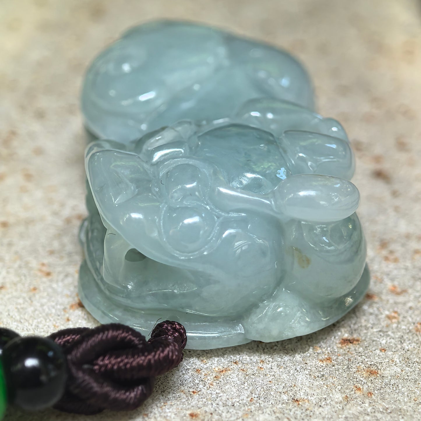 Natural Grade-A Glutinous Blue-Green Pixiu Jadeite Pendant · Burmese Jade