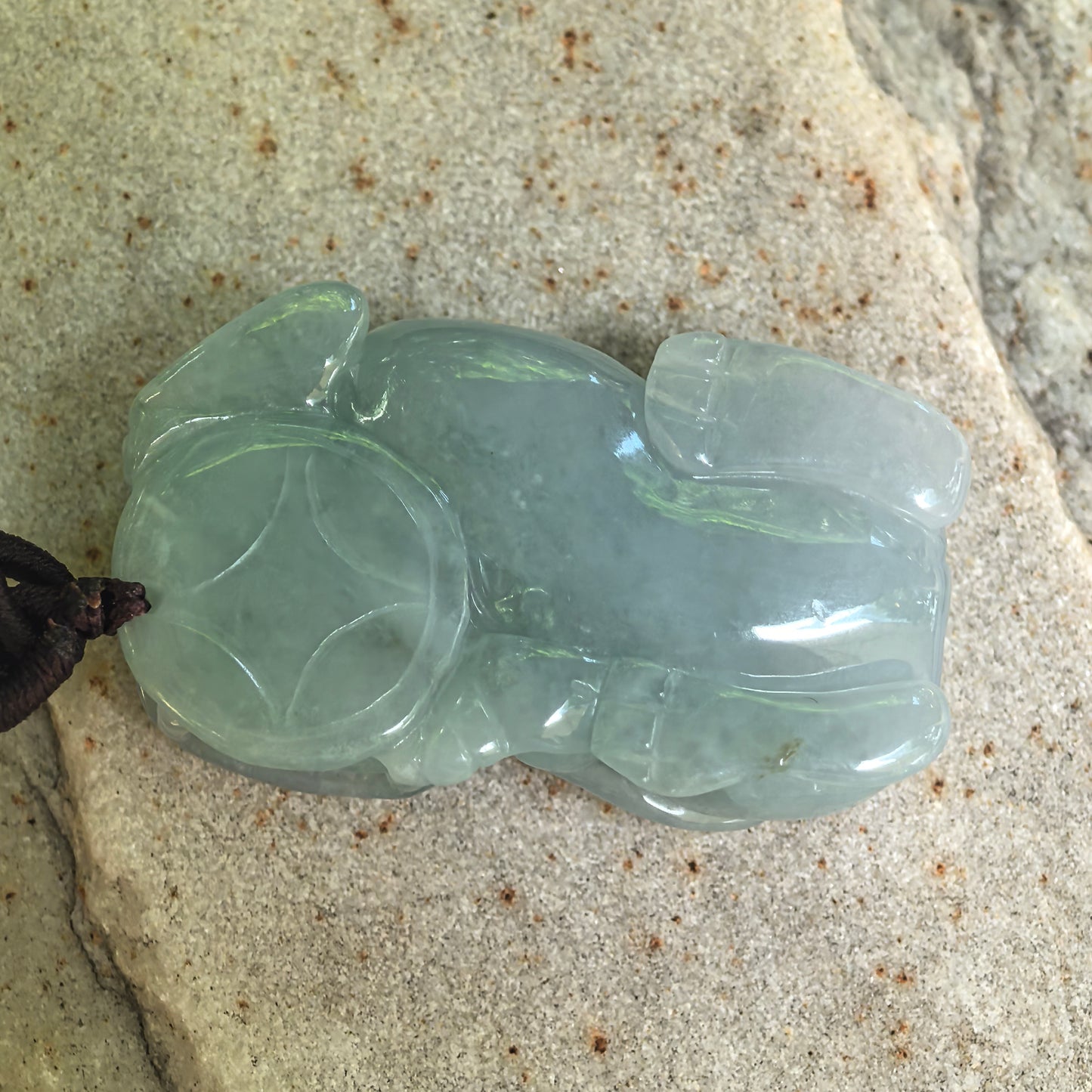 Natural Grade-A Glutinous Blue-Green Pixiu Jadeite Pendant · Burmese Jade