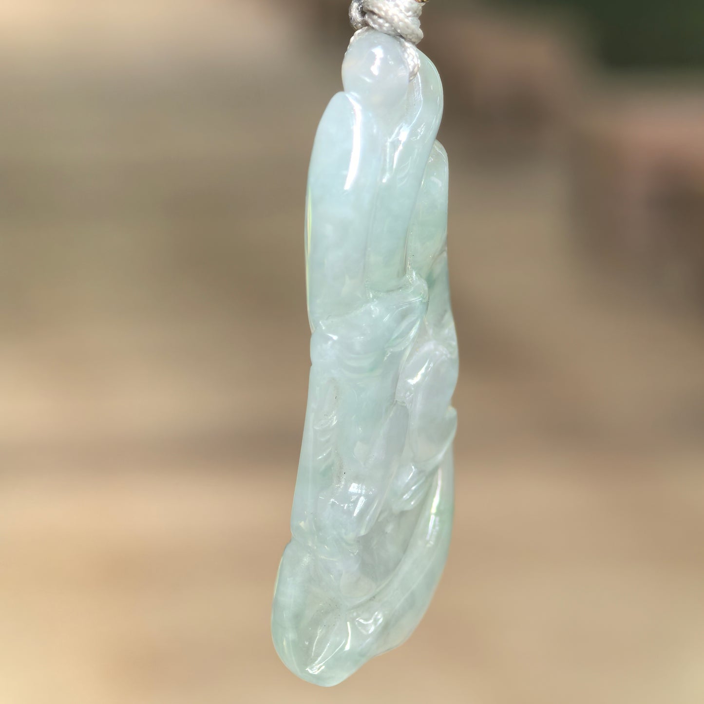 Natural Grade-A Icy Glutinous Light Green Nine-Tailed Fox Jadeite Pendant · Burmese Jade