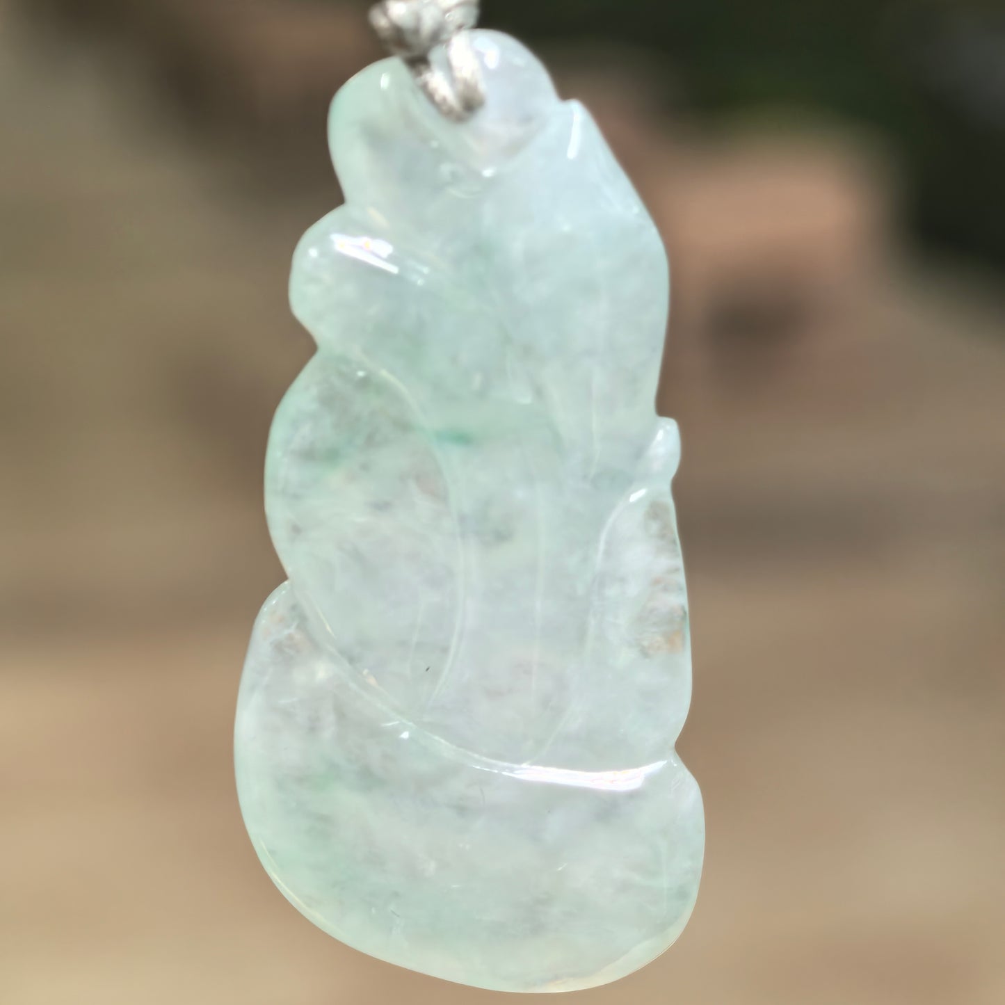 Natural Grade-A Icy Glutinous Light Green Nine-Tailed Fox Jadeite Pendant · Burmese Jade