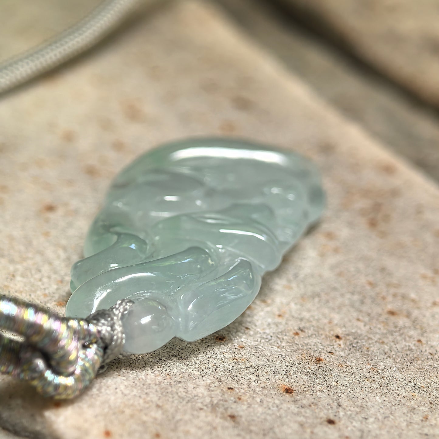 Natural Grade-A Icy Glutinous Light Green Nine-Tailed Fox Jadeite Pendant · Burmese Jade
