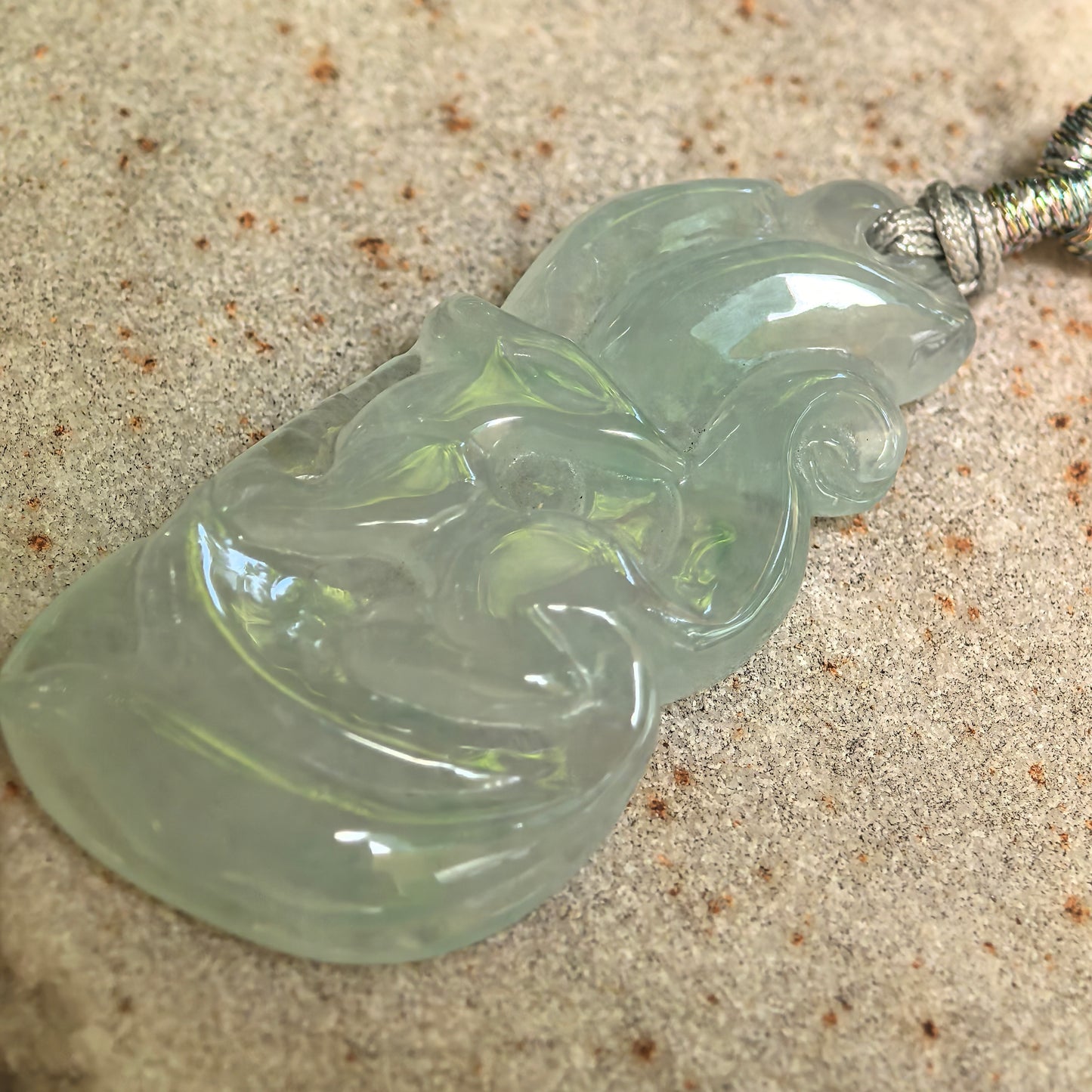 Natural Grade-A Icy Glutinous Light Green Nine-Tailed Fox Jadeite Pendant · Burmese Jade