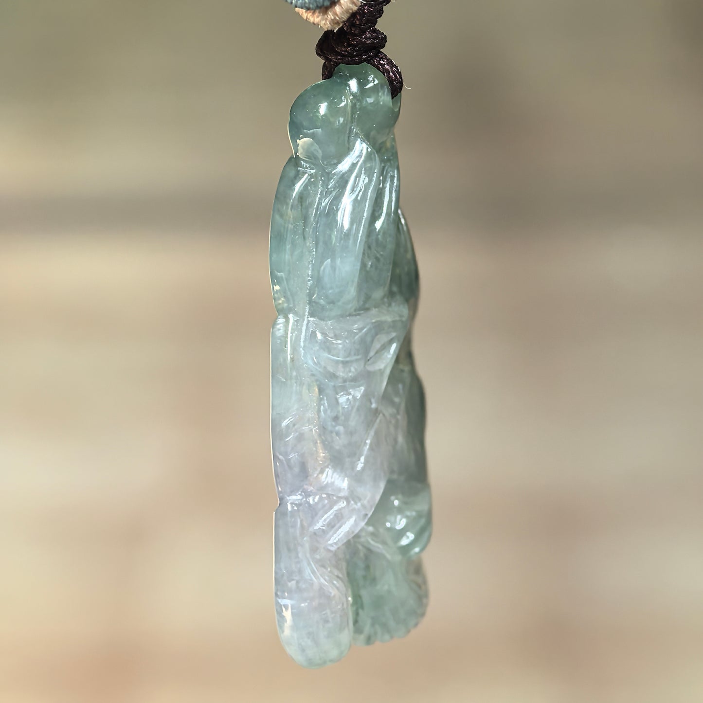 Natural Grade-A Icy Glutinous Deep Green Nine-Tailed Fox Jadeite Pendant · Burmese Jade