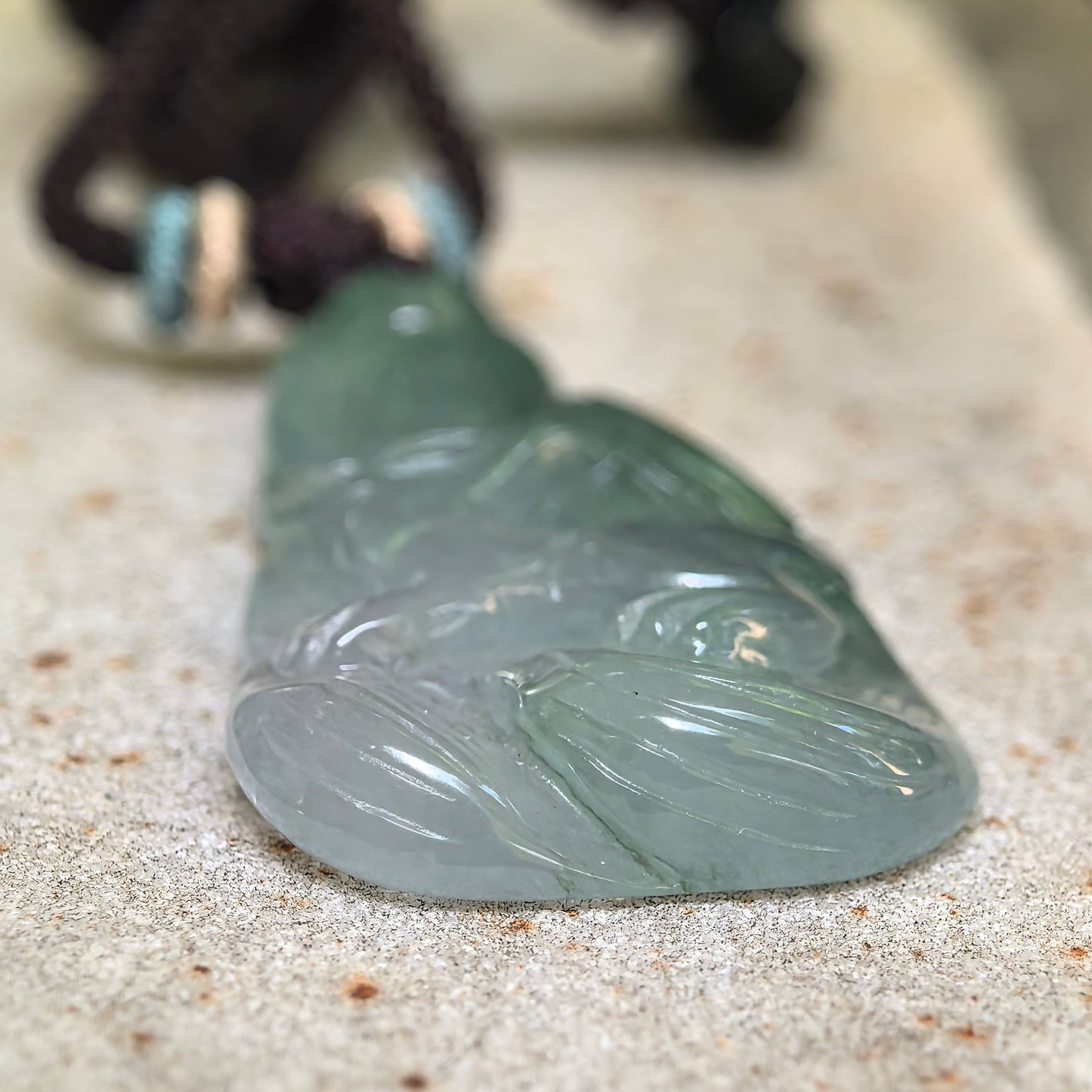 Natural Grade-A Icy Glutinous Deep Green Nine-Tailed Fox Jadeite Pendant · Burmese Jade