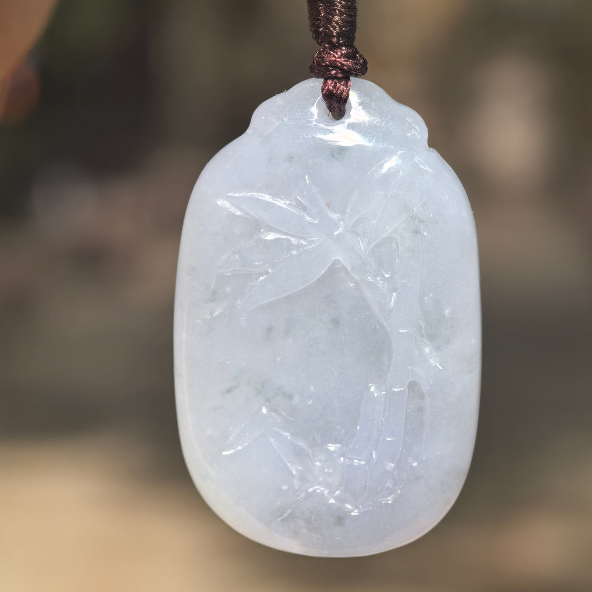 Glutinous Pale Lavender Bamboo Jadeite Pendant