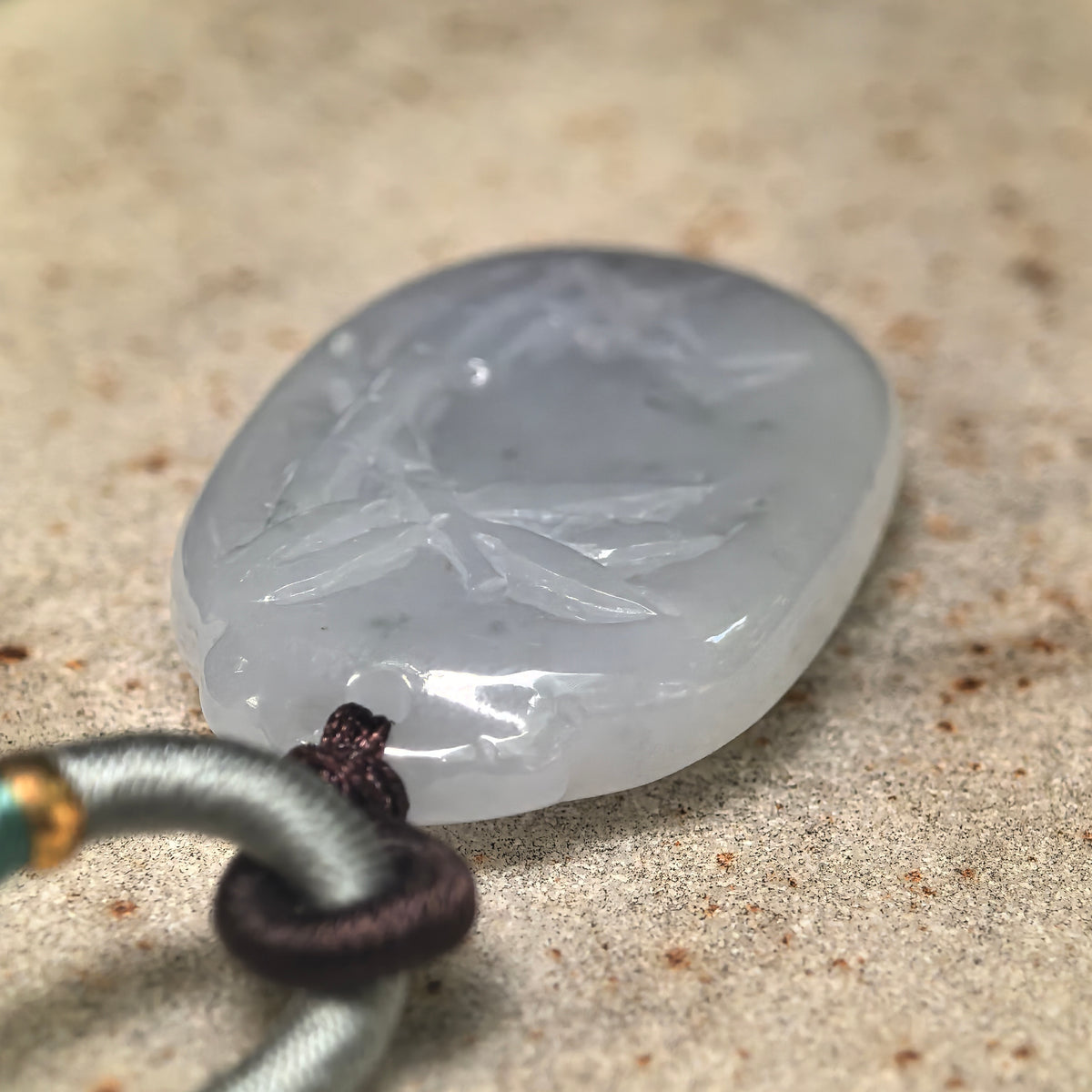 Glutinous Pale Lavender Bamboo Jadeite Pendant