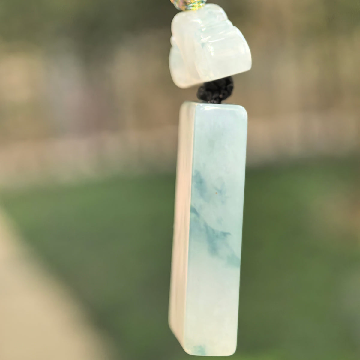 Icy Glutinous Light Green Plain Plaque Jadeite Pendant