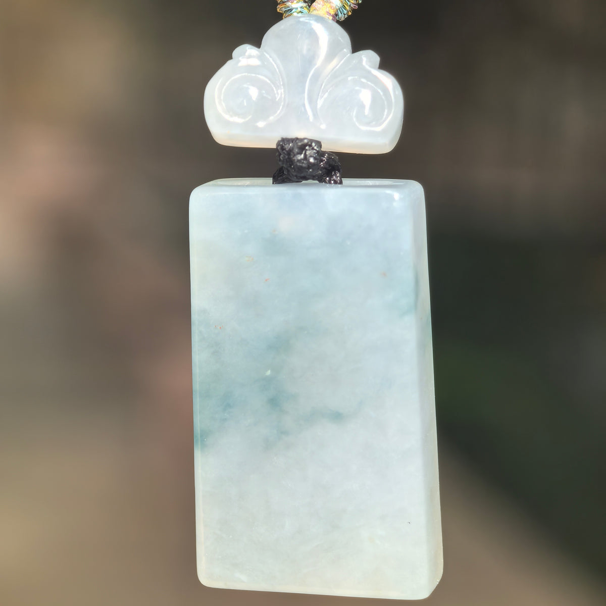 Icy Glutinous Light Green Plain Plaque Jadeite Pendant