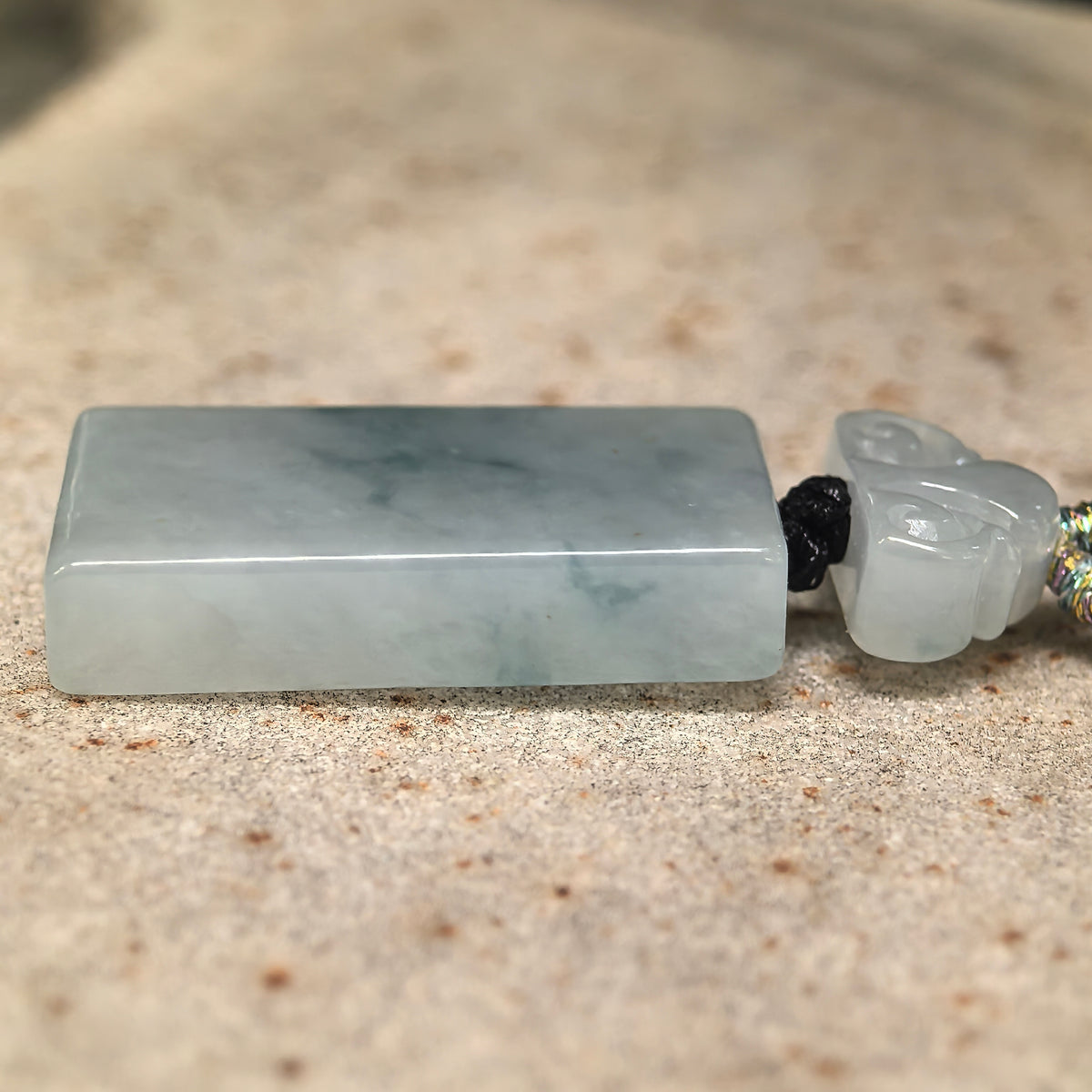 Icy Glutinous Light Green Plain Plaque Jadeite Pendant