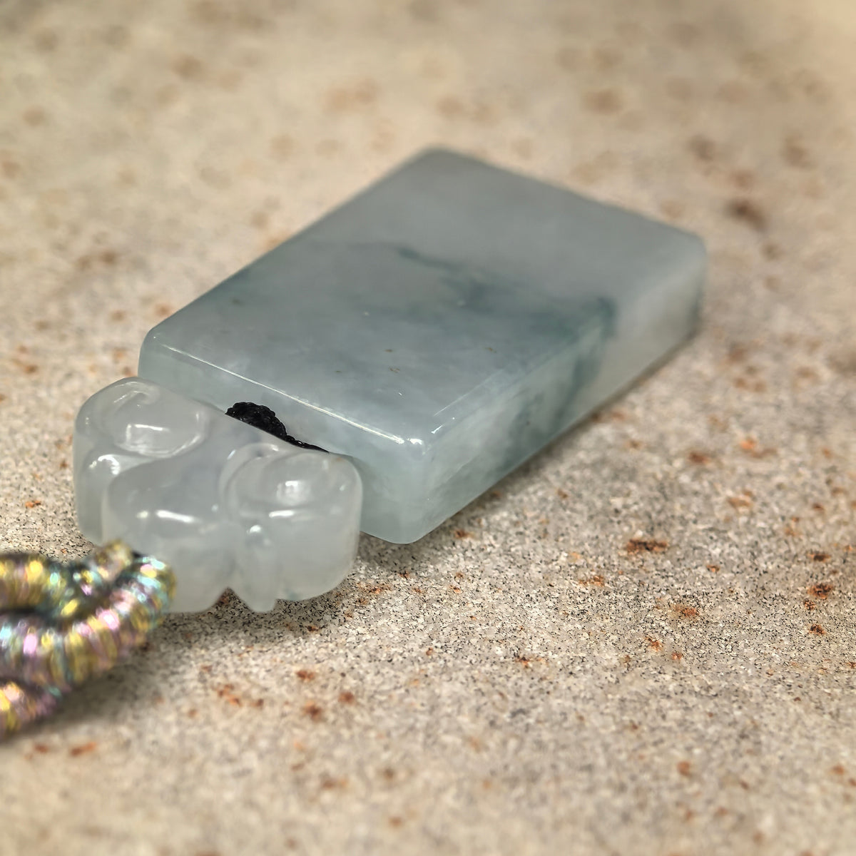 Icy Glutinous Light Green Plain Plaque Jadeite Pendant