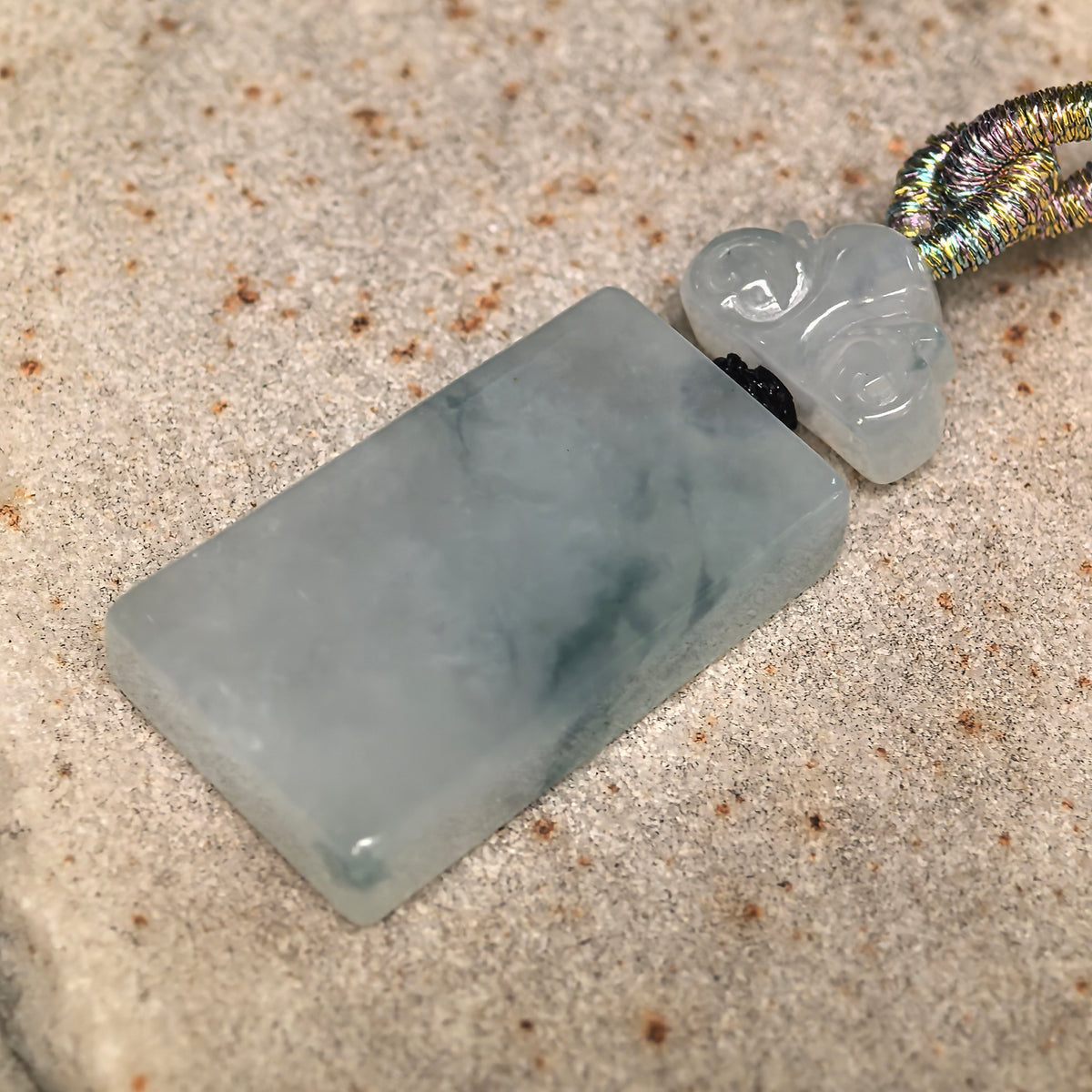 Icy Glutinous Light Green Plain Plaque Jadeite Pendant