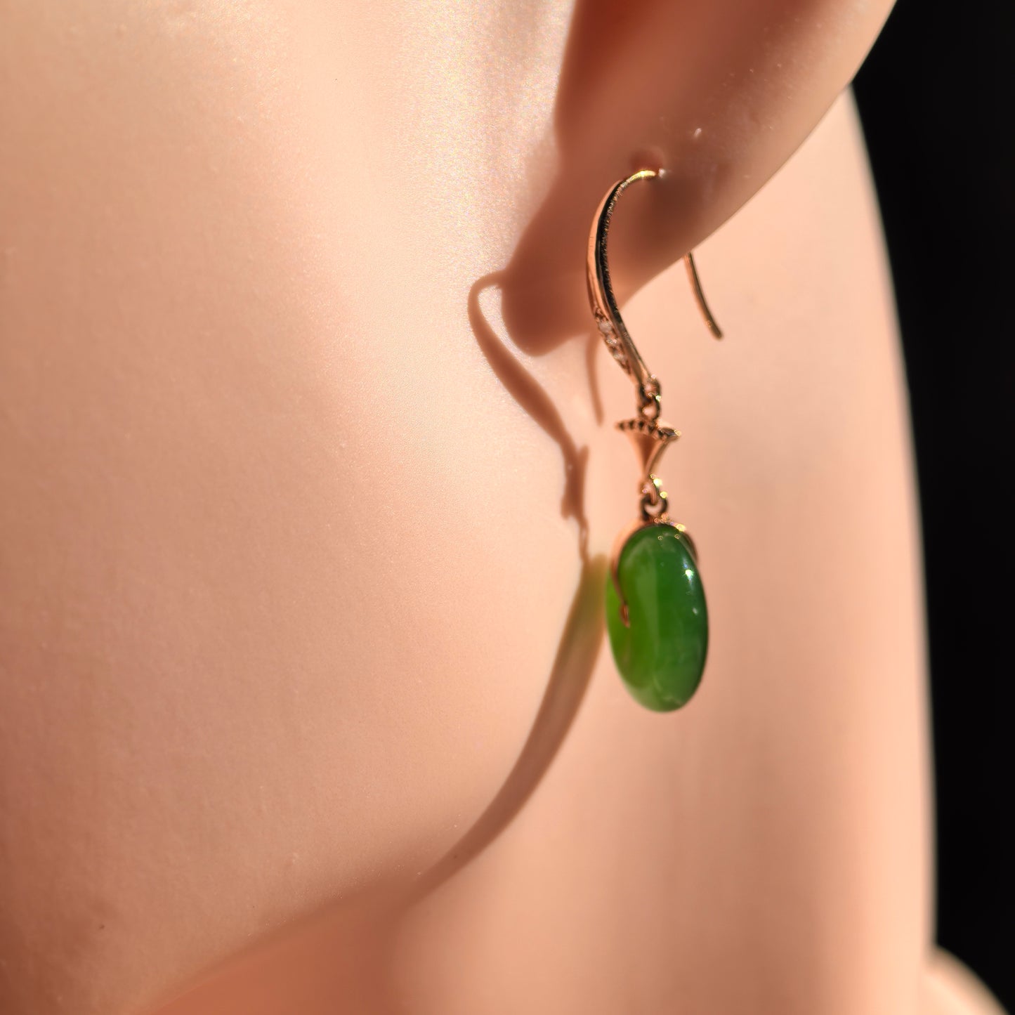 Natural Nephrite Green Donut Drop Earrings · Hetian Jade