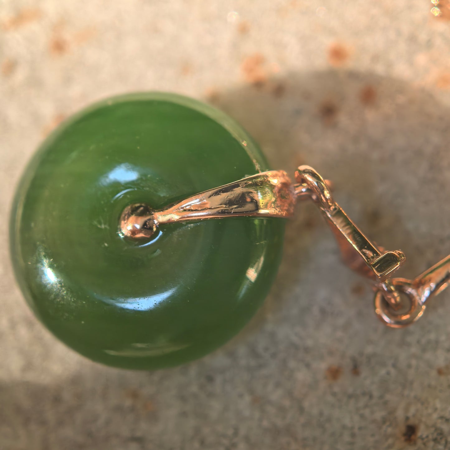 Natural Nephrite Green Donut Drop Earrings · Hetian Jade