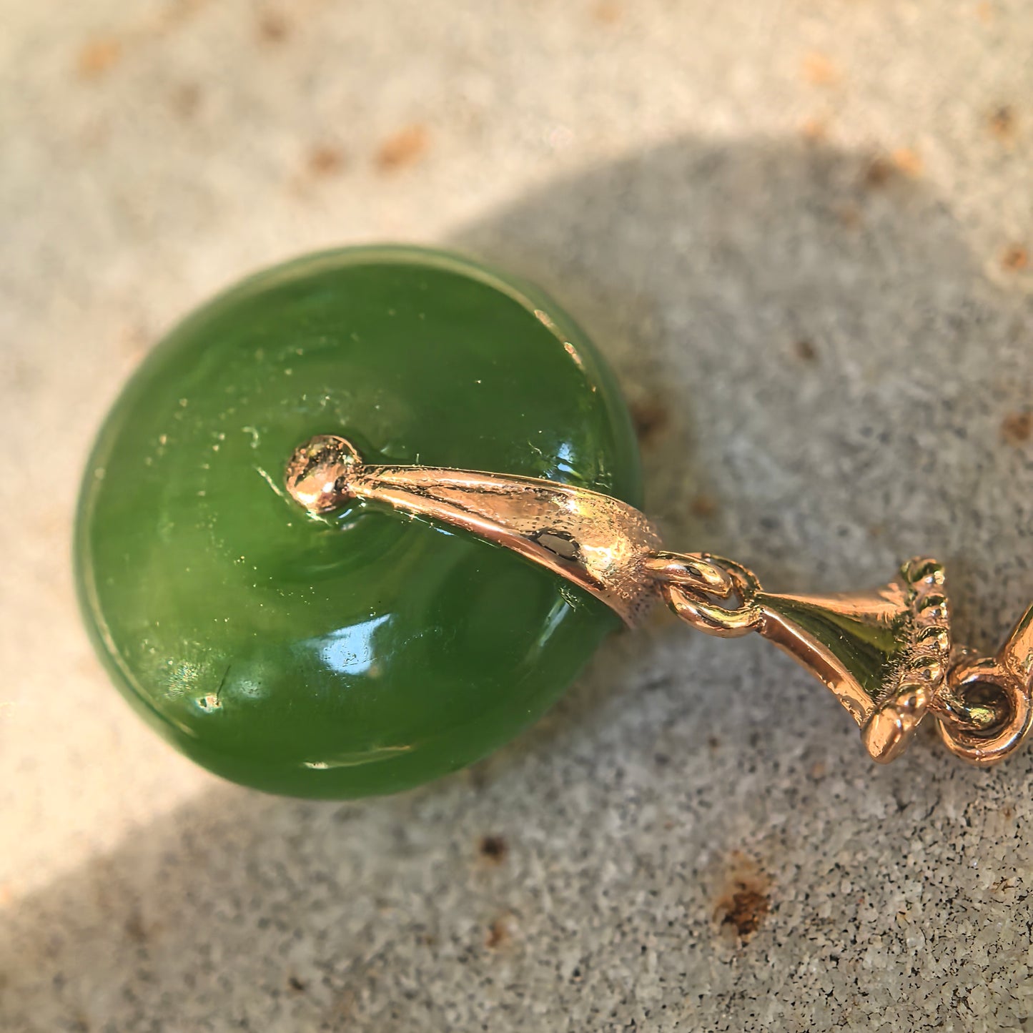 Natural Nephrite Green Donut Drop Earrings · Hetian Jade