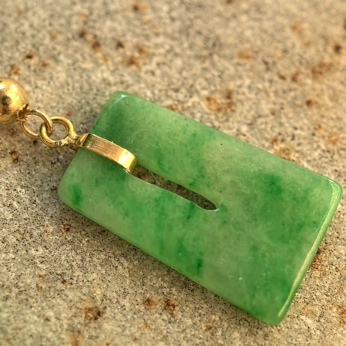 Natural Grade-A Glutinous Green Rectangular Jadeite Drop Earrings · Burmese Jade