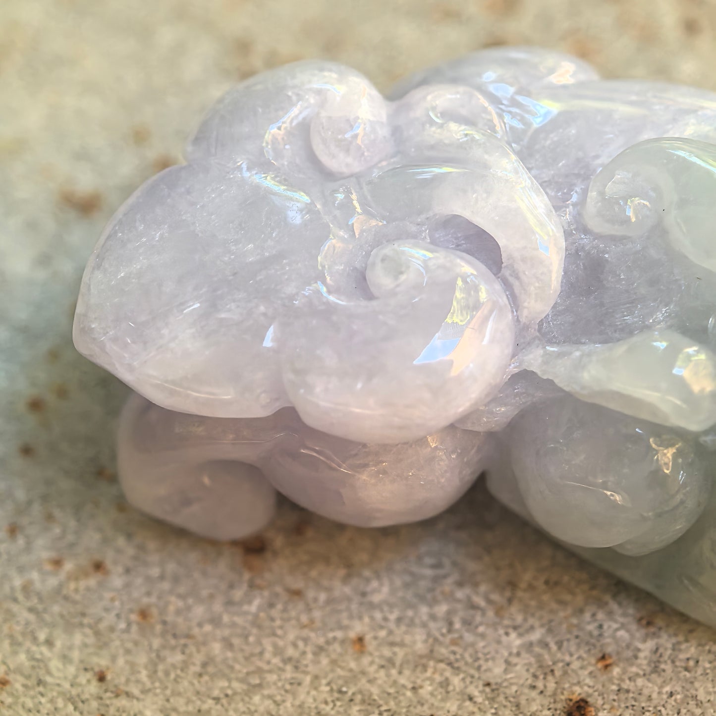 Natural Grade-A Glutinous Light Green and Pale Lavender Pixiu Jadeite Pendant · Burmese Jade