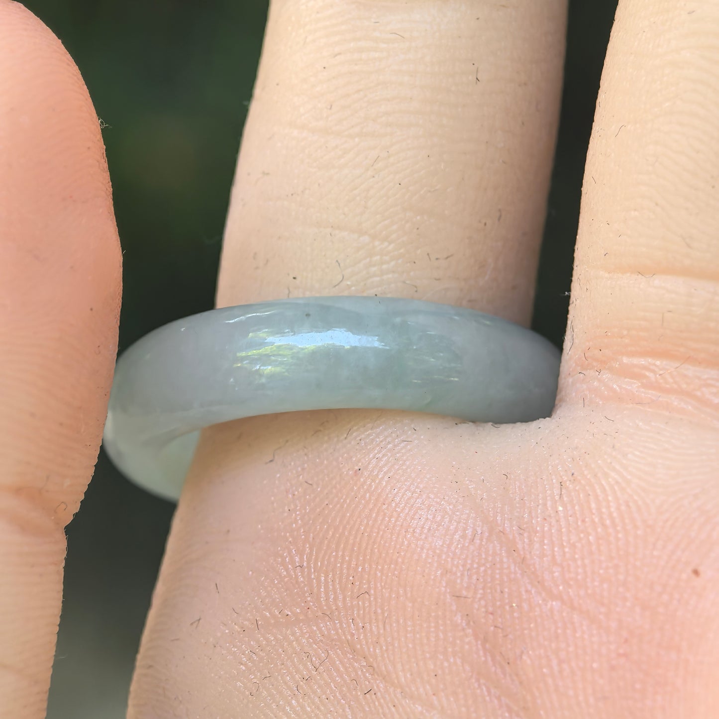 Natural Grade-A Icy Glutinous Light Green Jadeite Ring Band · Burmese Jade US10.75