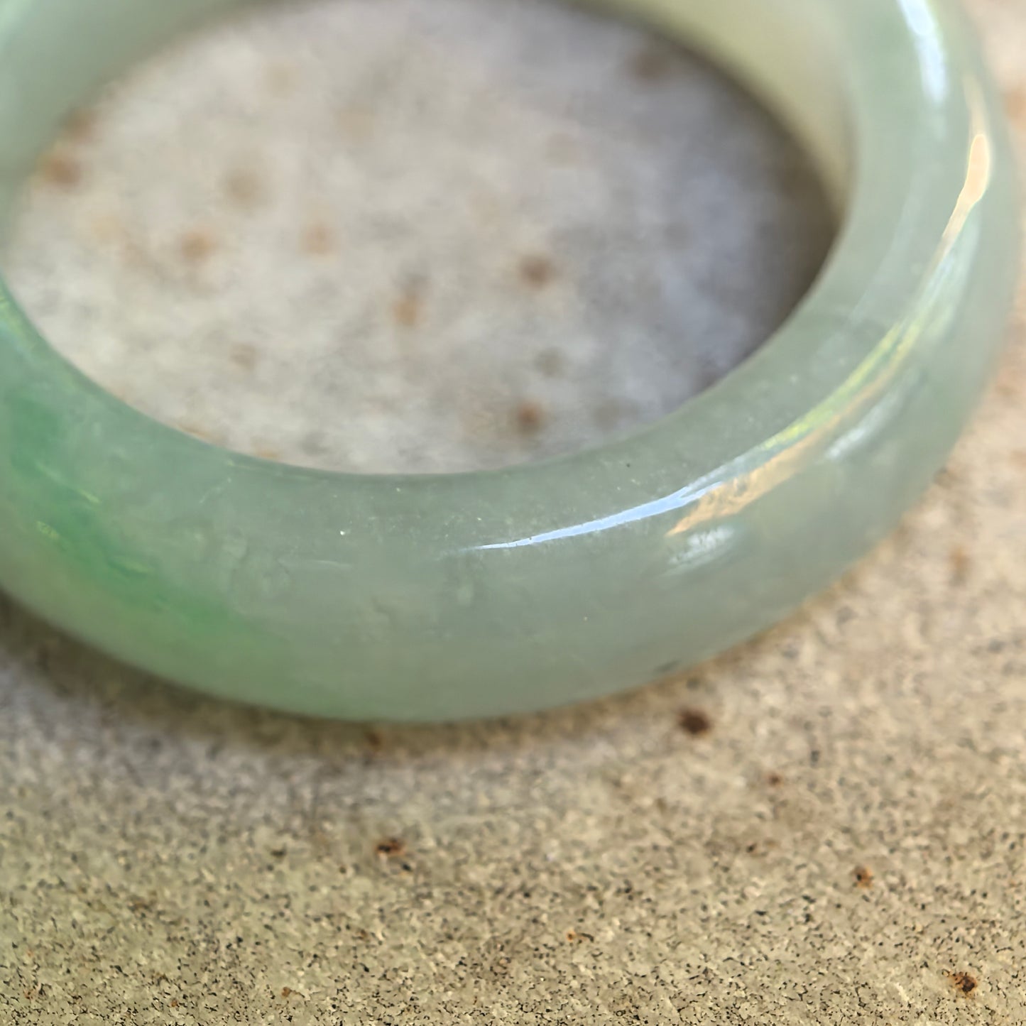 Natural Grade-A Icy Glutinous Light Green Jadeite Ring Band · Burmese Jade US10.75