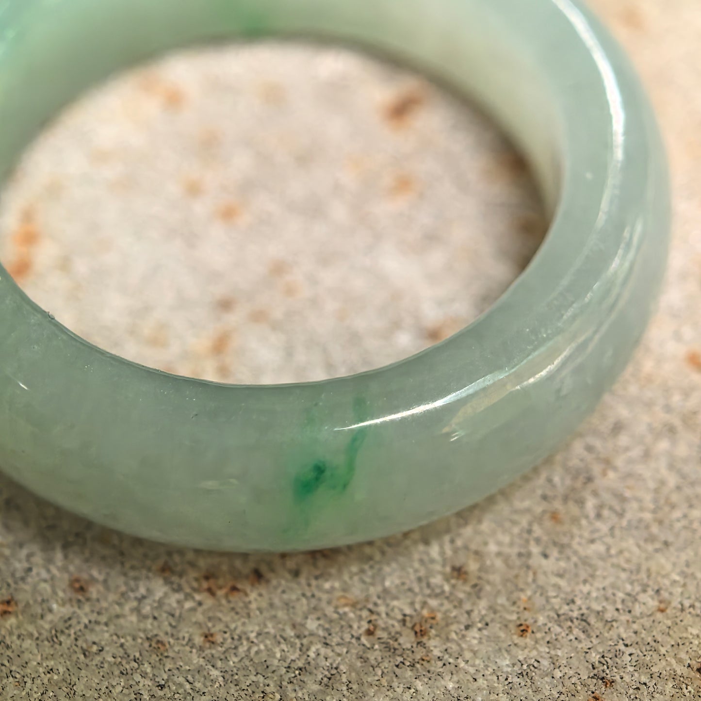 Natural Grade-A Icy Glutinous Light Green Round Jadeite Ring Band · Burmese Jade US8.5