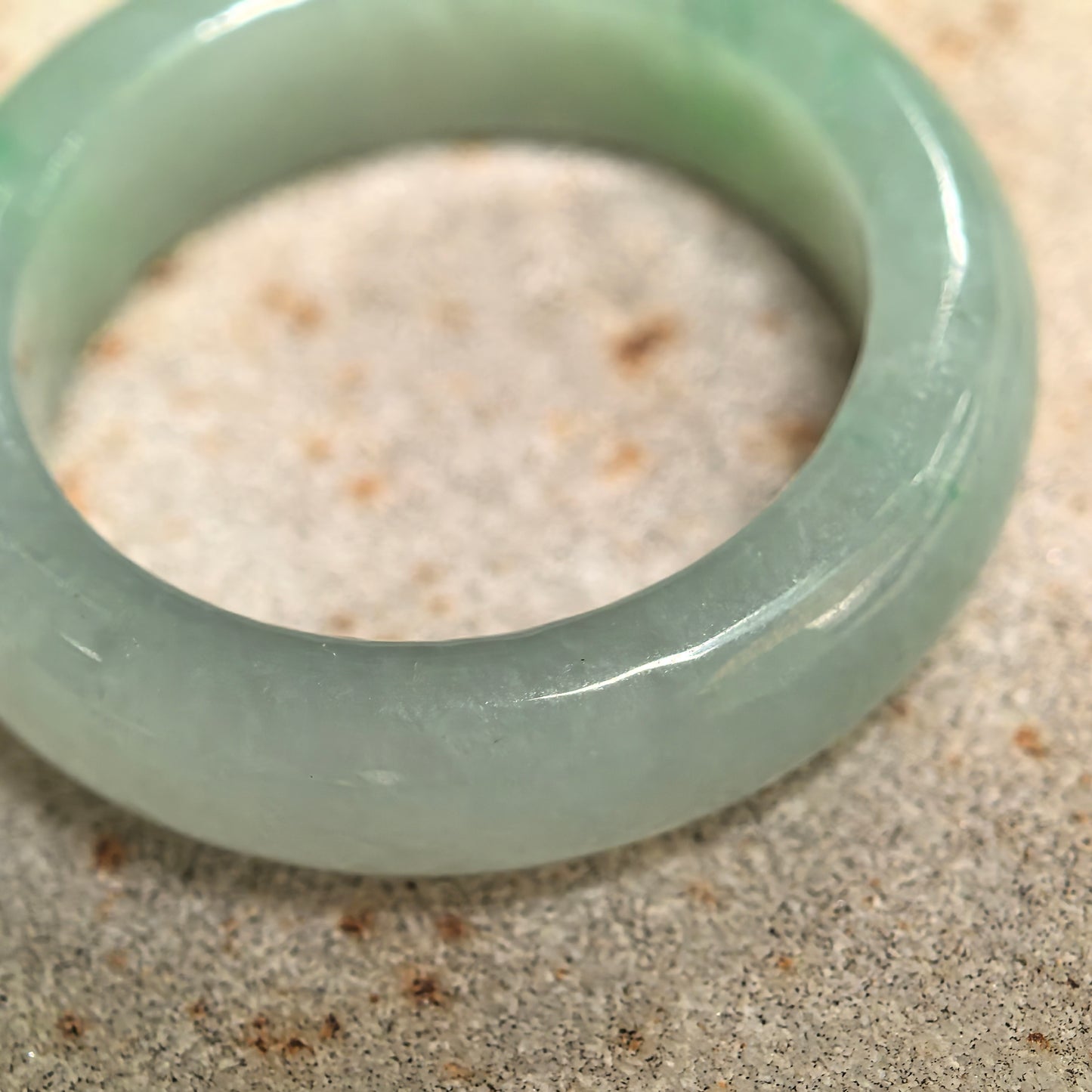 Natural Grade-A Icy Glutinous Light Green Round Jadeite Ring Band · Burmese Jade US8.5