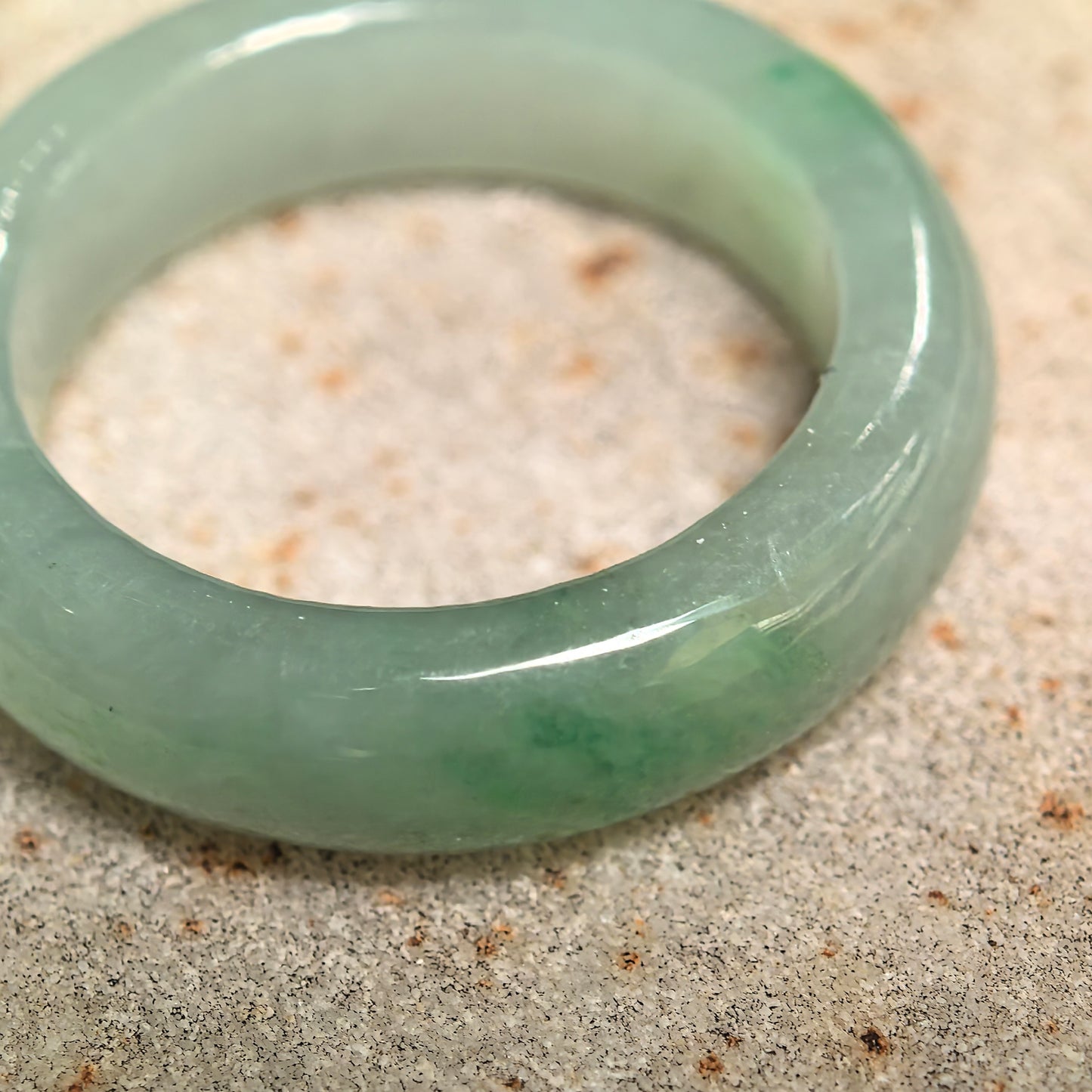 Natural Grade-A Icy Glutinous Light Green Round Jadeite Ring Band · Burmese Jade US8.5