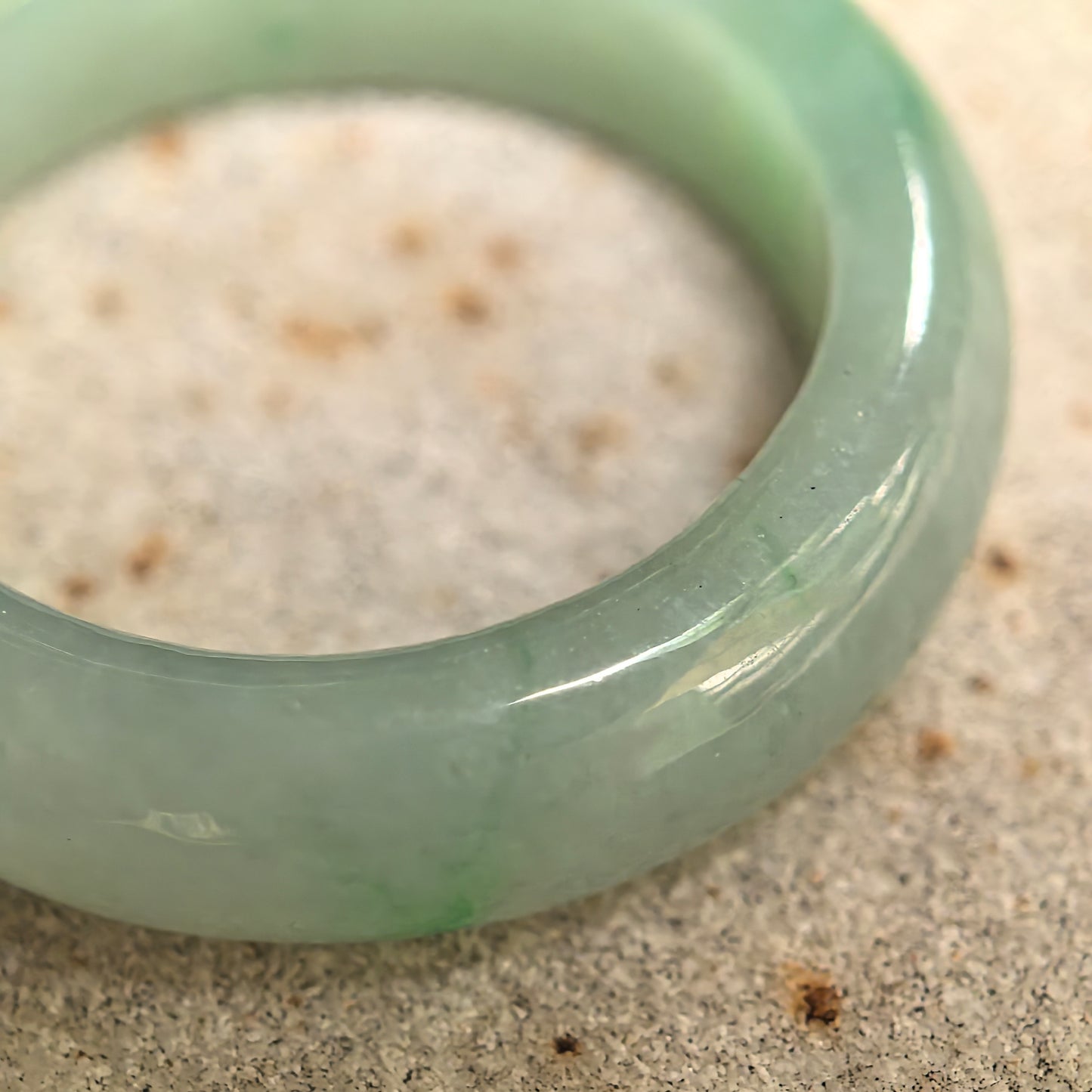 Natural Grade-A Icy Glutinous Light Green Round Jadeite Ring Band · Burmese Jade US8.5