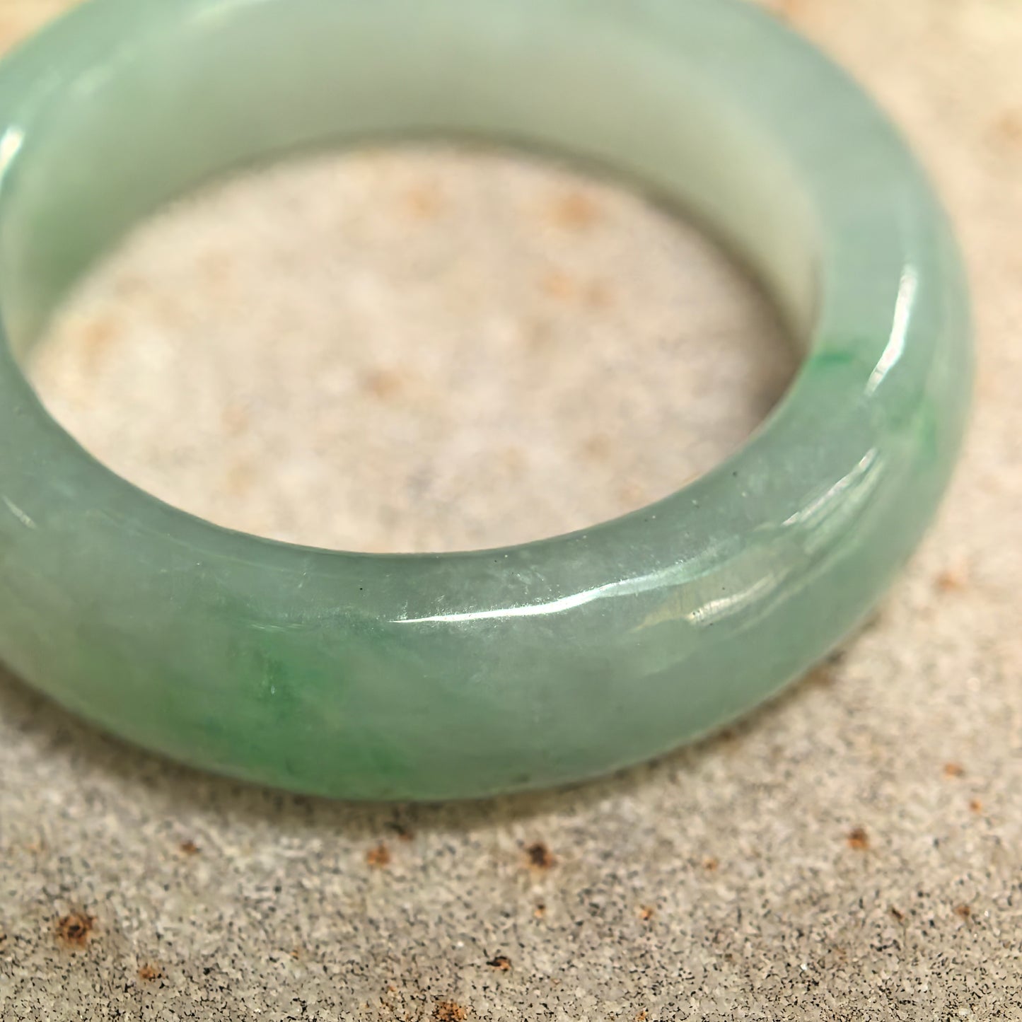 Natural Grade-A Icy Glutinous Light Green Round Jadeite Ring Band · Burmese Jade US8.5