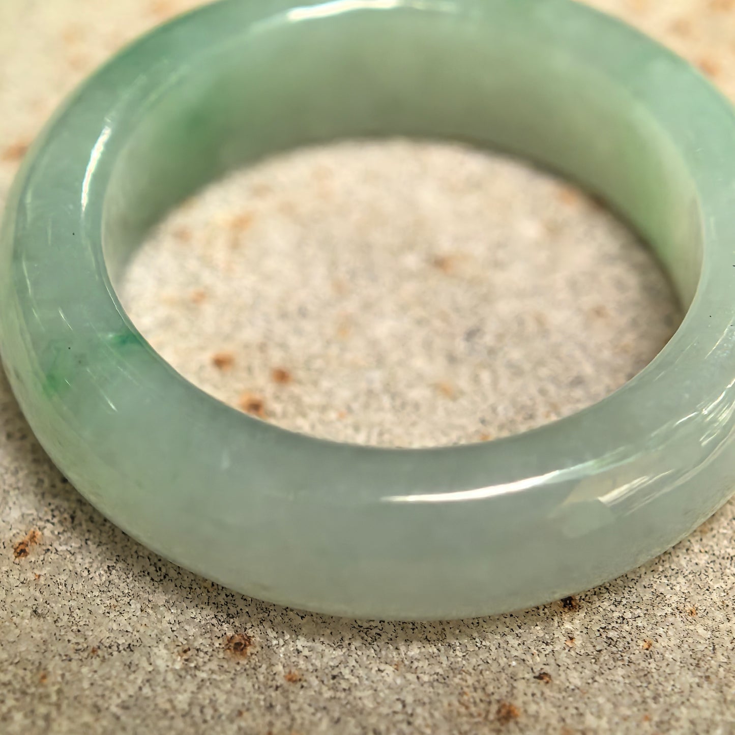 Natural Grade-A Icy Glutinous Light Green Round Jadeite Ring Band · Burmese Jade US8.5