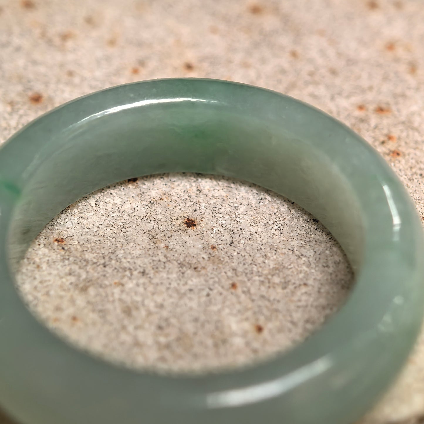 Natural Grade-A Icy Glutinous Light Green Round Jadeite Ring Band · Burmese Jade US8.5