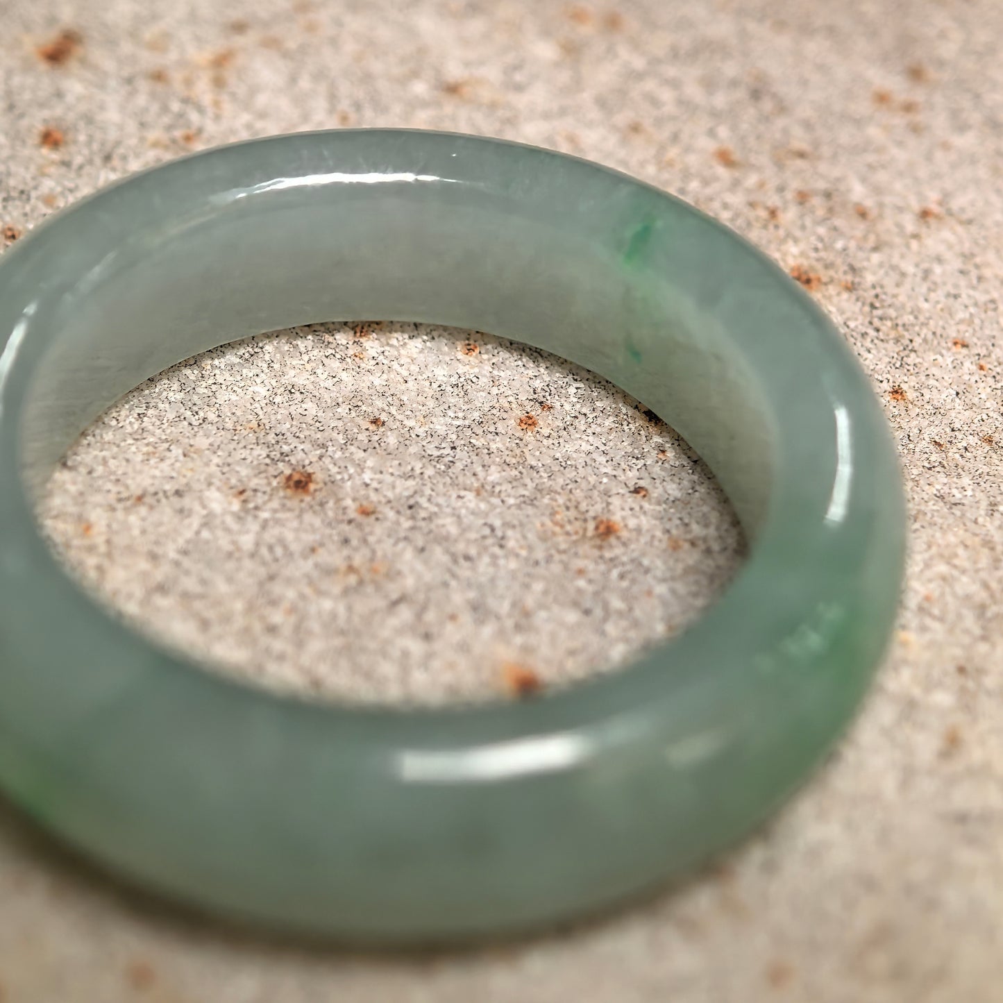 Natural Grade-A Icy Glutinous Light Green Round Jadeite Ring Band · Burmese Jade US8.5