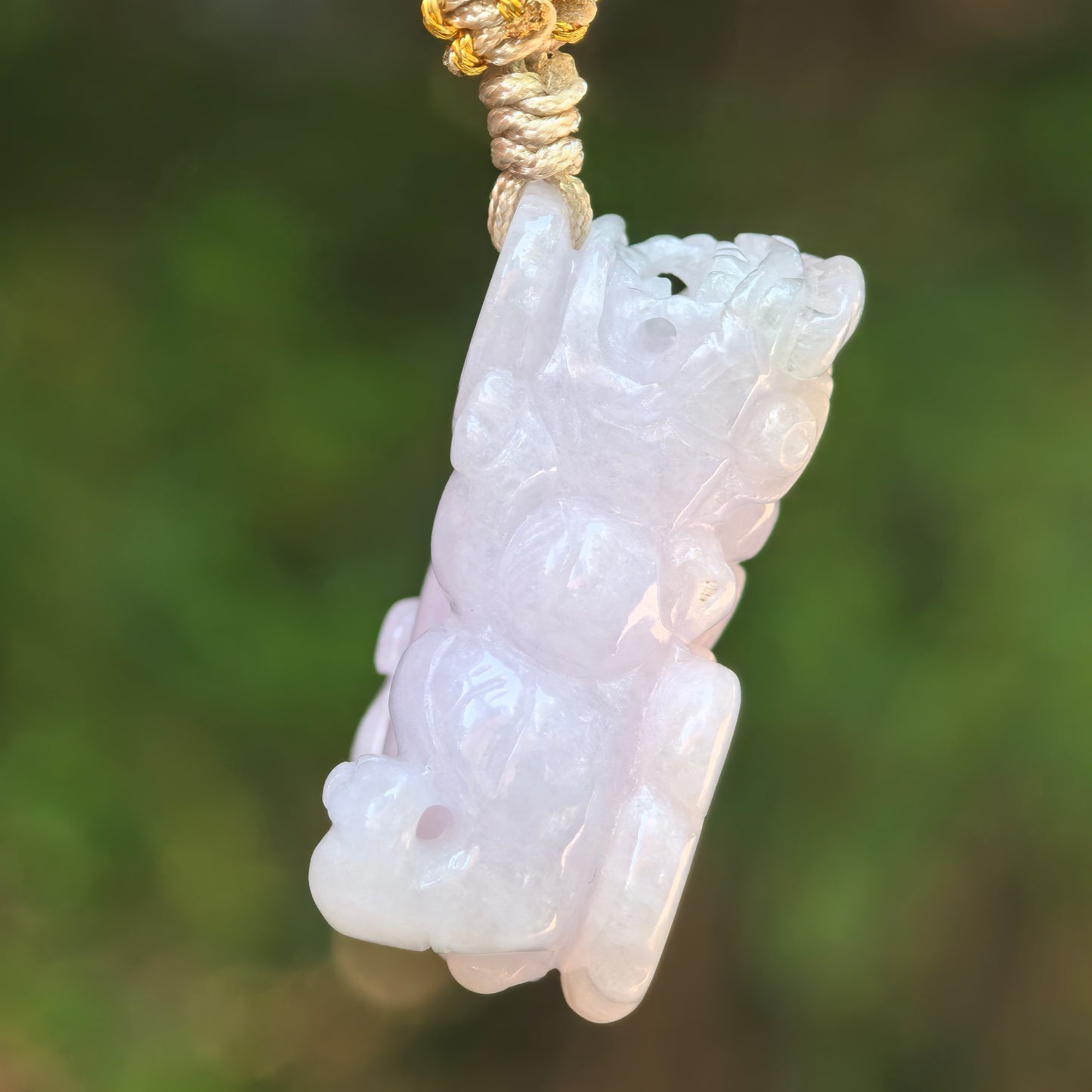 Natural Grade-A Glutinous Light Spring Pixiu Jadeite Pendant · Burmese Jade