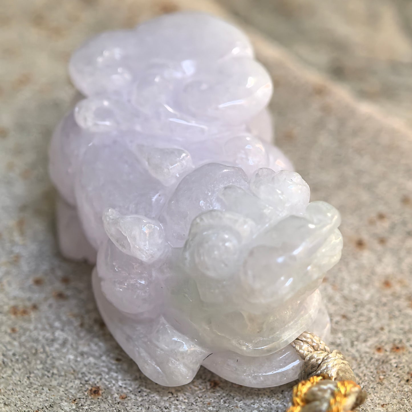 Natural Grade-A Glutinous Light Spring Pixiu Jadeite Pendant · Burmese Jade