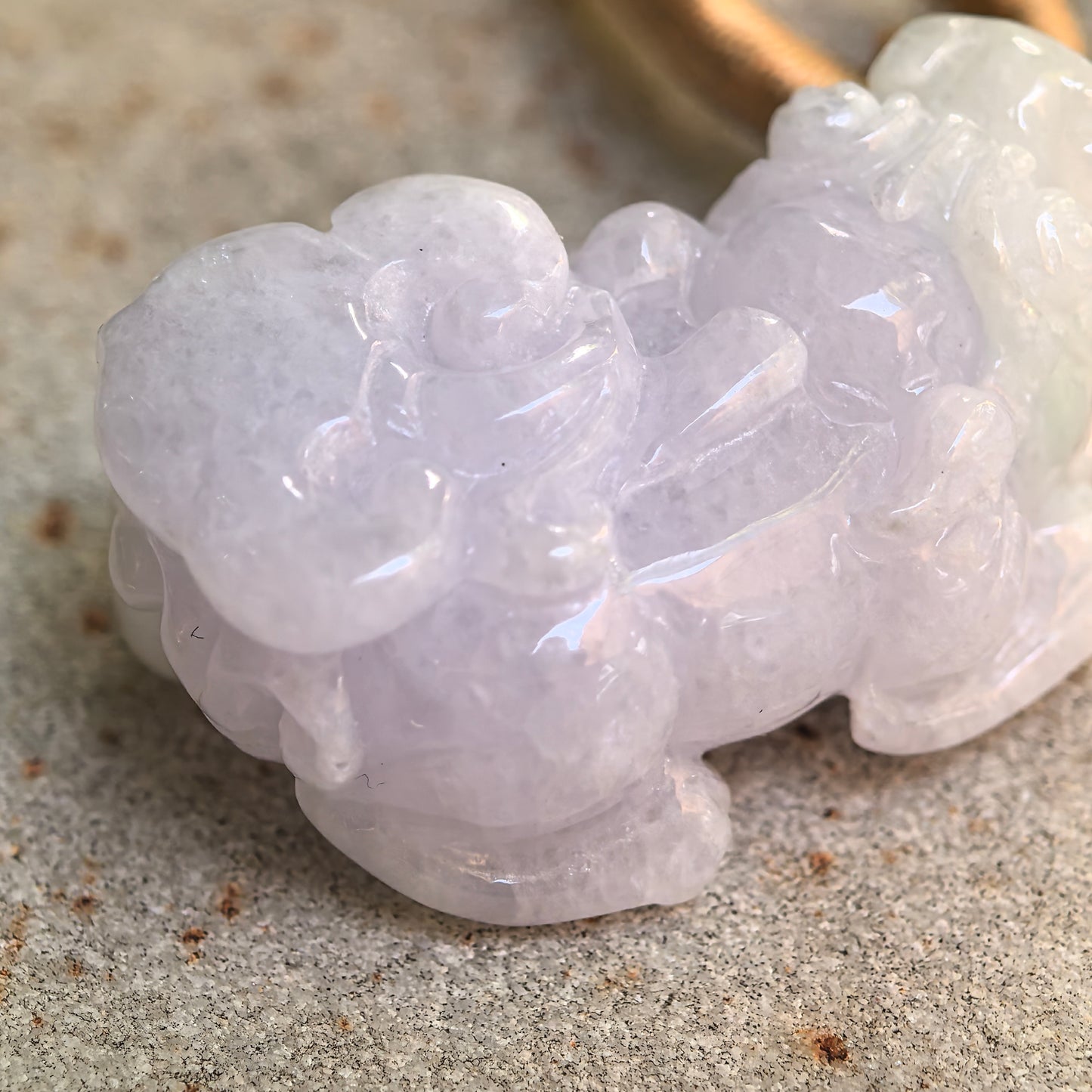 Natural Grade-A Glutinous Light Spring Pixiu Jadeite Pendant · Burmese Jade