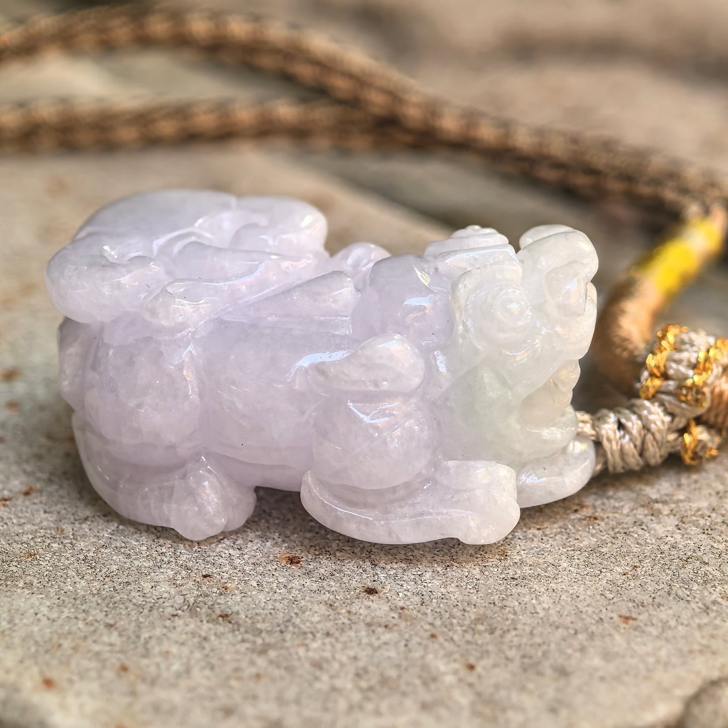 Natural Grade-A Glutinous Light Spring Pixiu Jadeite Pendant · Burmese Jade