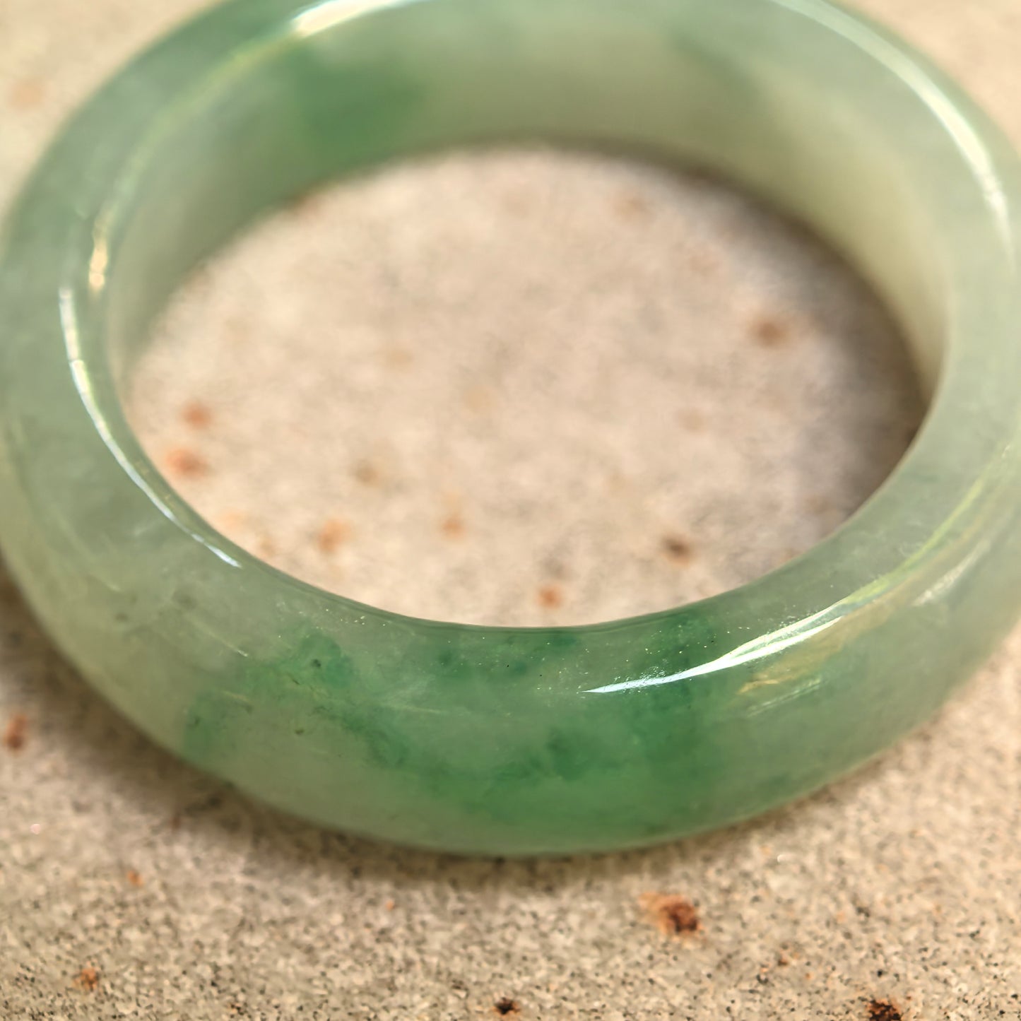 Natural Grade-A Icy Glutinous Light Green Round Jadeite Ring Band · Burmese Jade US9.5