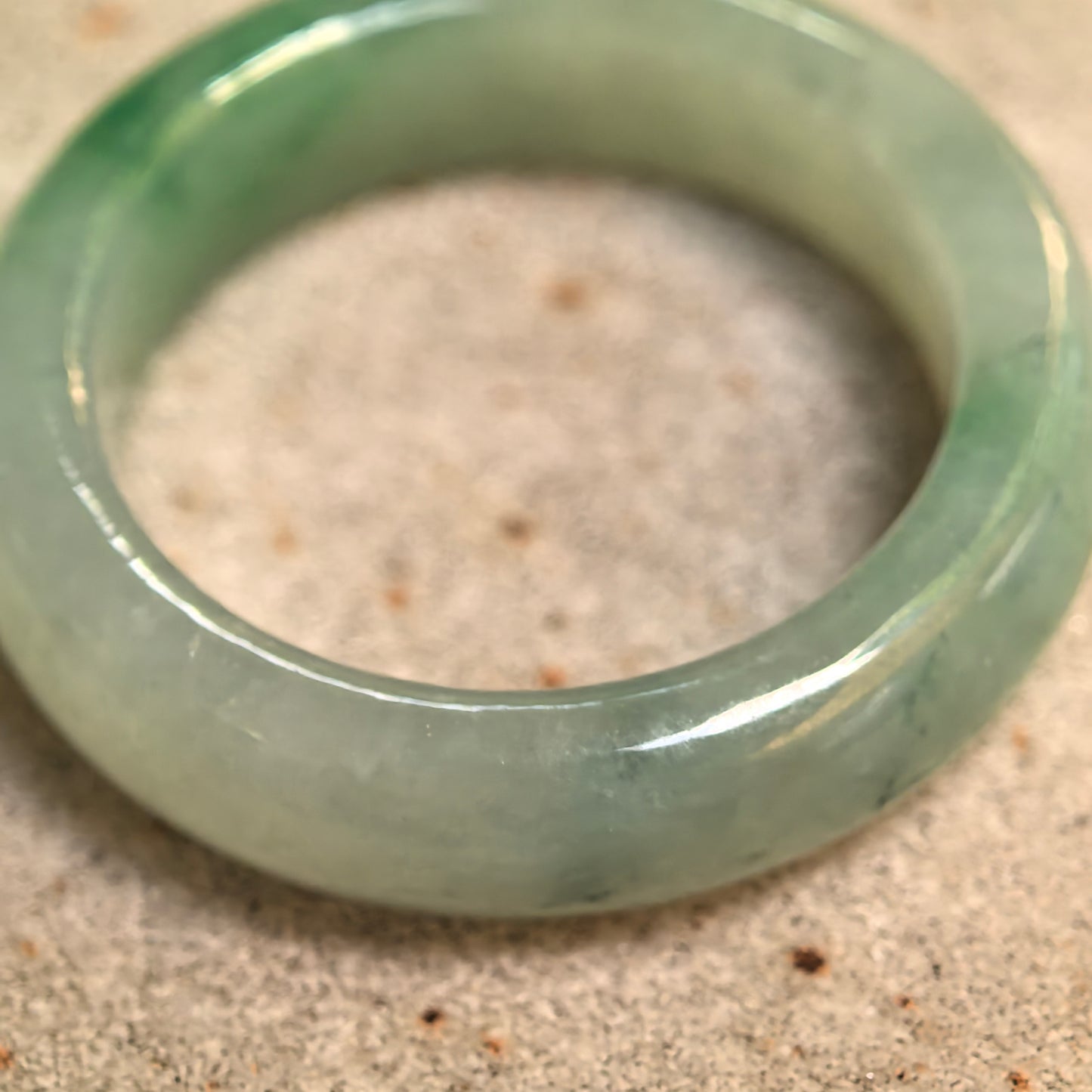 Natural Grade-A Icy Glutinous Light Green Round Jadeite Ring Band · Burmese Jade US9.5