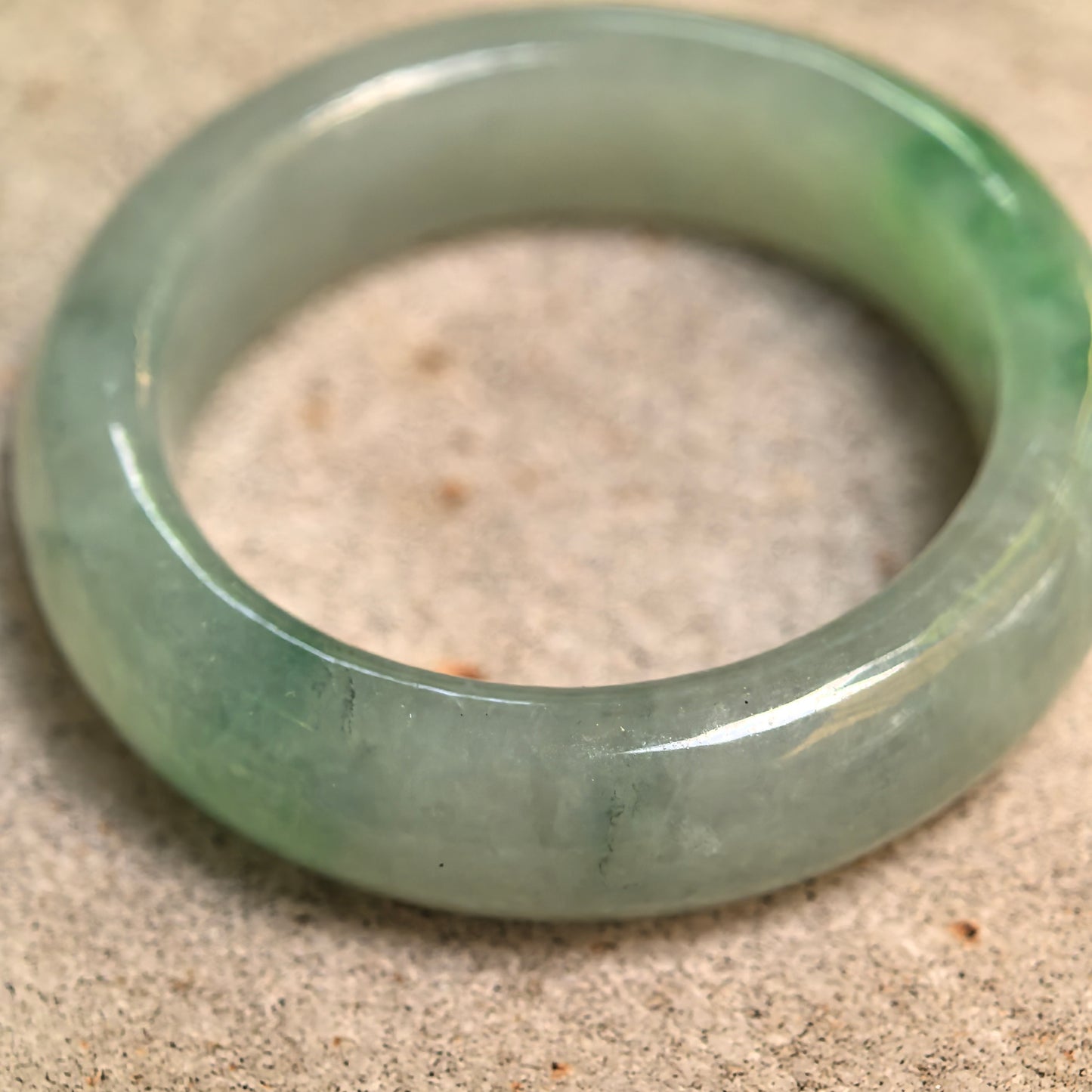 Natural Grade-A Icy Glutinous Light Green Round Jadeite Ring Band · Burmese Jade US9.5