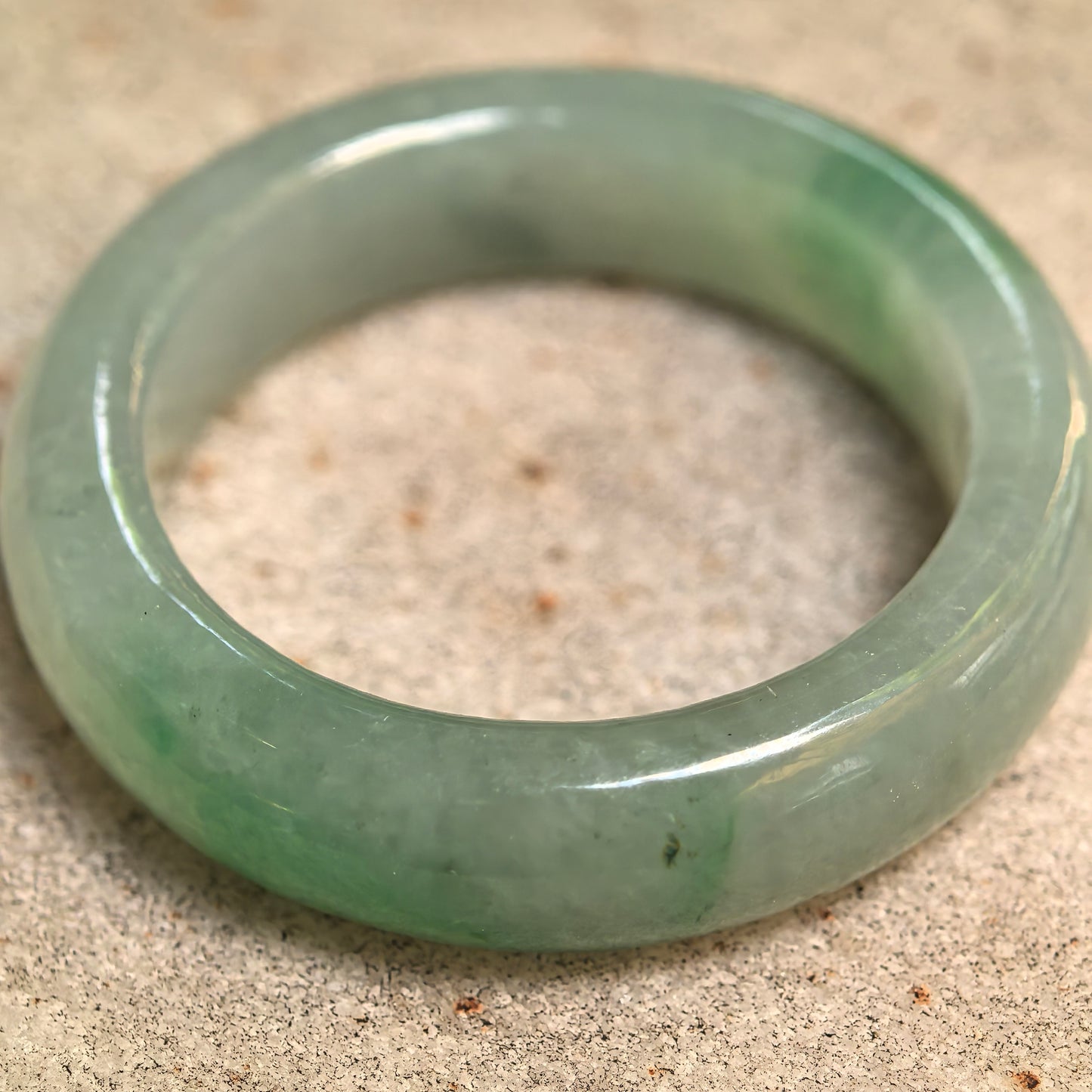 Natural Grade-A Icy Glutinous Light Green Round Jadeite Ring Band · Burmese Jade US9.5