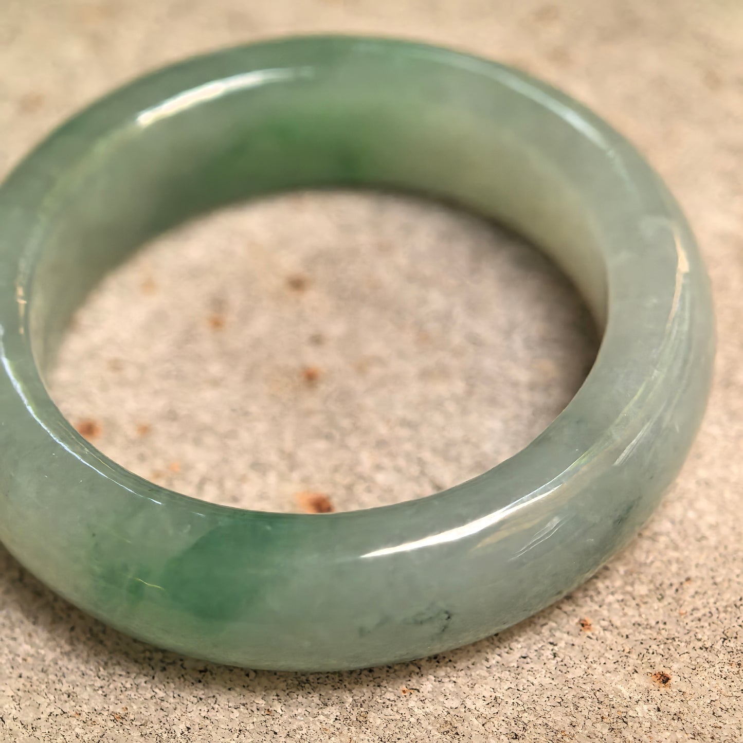 Natural Grade-A Icy Glutinous Light Green Round Jadeite Ring Band · Burmese Jade US9.5