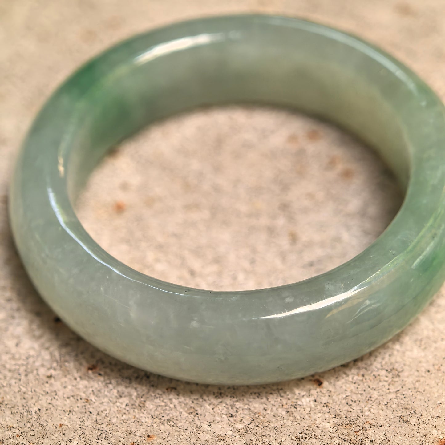Natural Grade-A Icy Glutinous Light Green Round Jadeite Ring Band · Burmese Jade US9.5