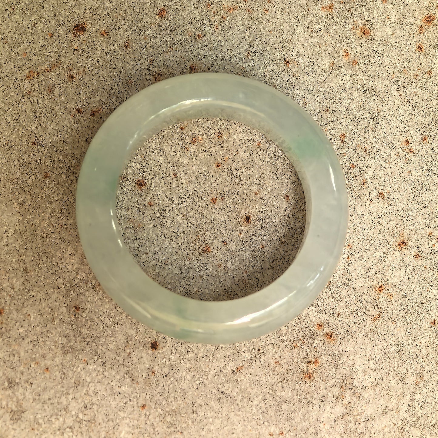 Natural Grade-A Icy Glutinous Light Green Rounded Jadeite Ring Band · Burmese Jade US6.25