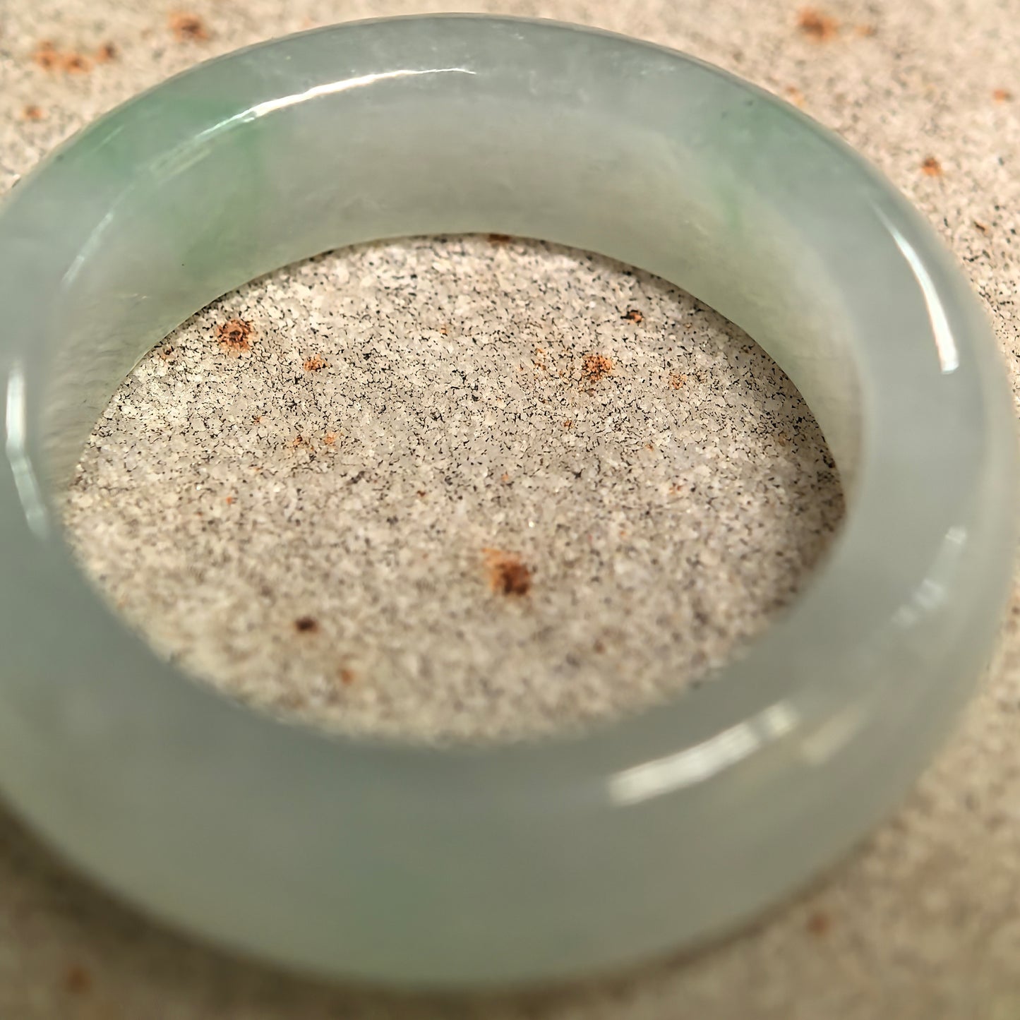 Natural Grade-A Icy Glutinous Light Green Rounded Jadeite Ring Band · Burmese Jade US6.25