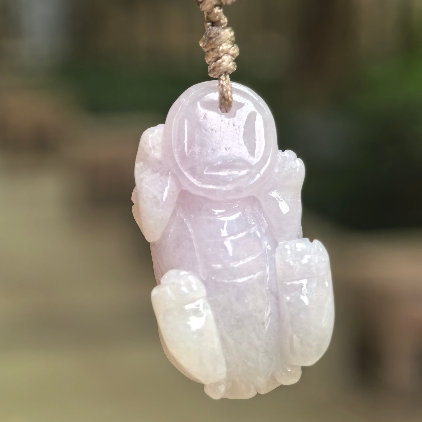 Natural Grade-A Glutinous Pale Lavender Pixiu Jadeite Pendant · Burmese Jade